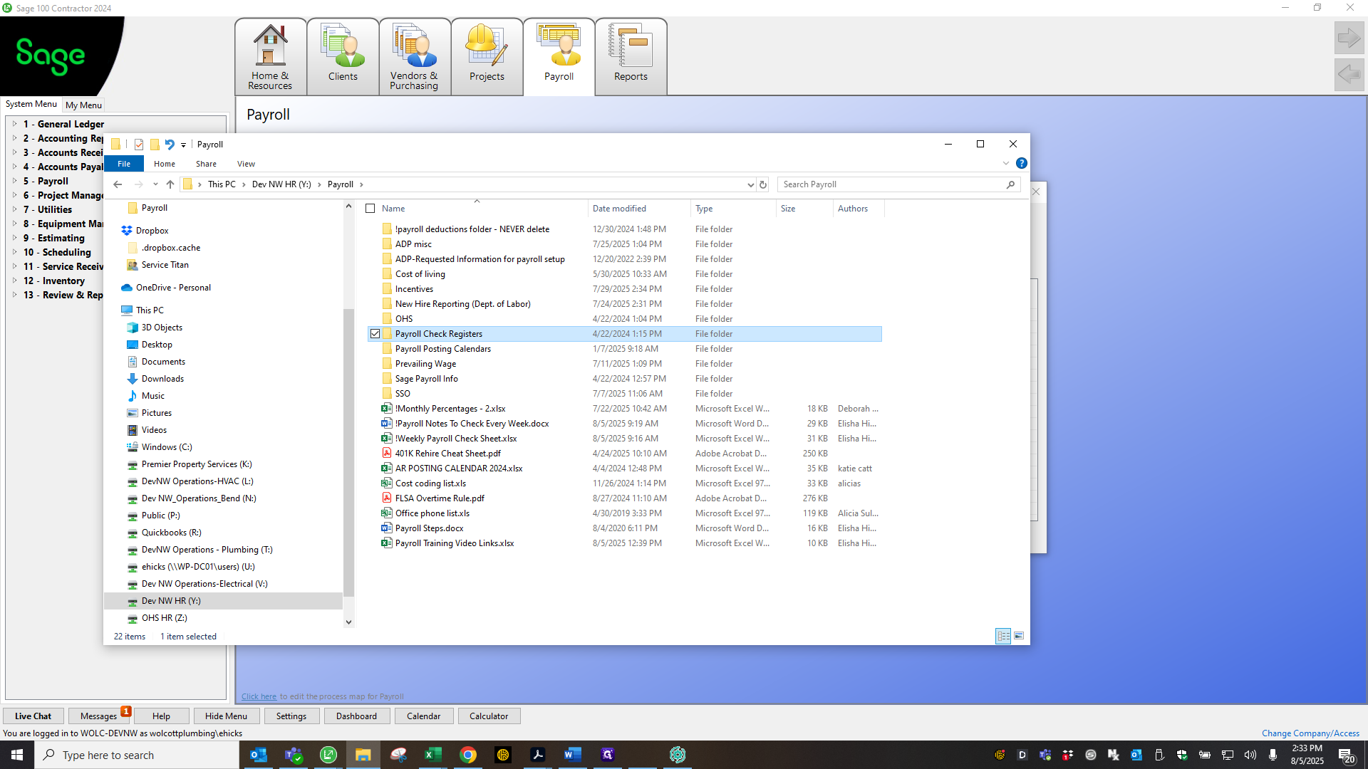 Step #34: Double-click on "Payroll Check Registers"