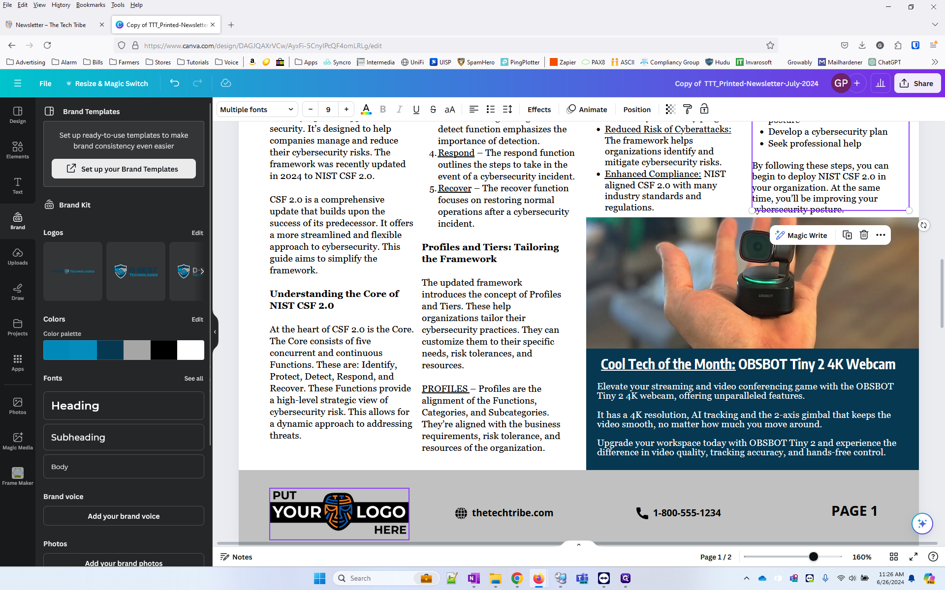 Step #45: We need to replace the footer information next. Click the logo.