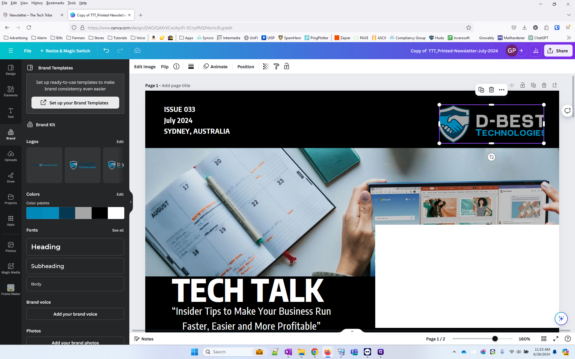Step #23: Drag it over the Tech Tribe logo to replace it. Then double click the logo to adjust the cropping.