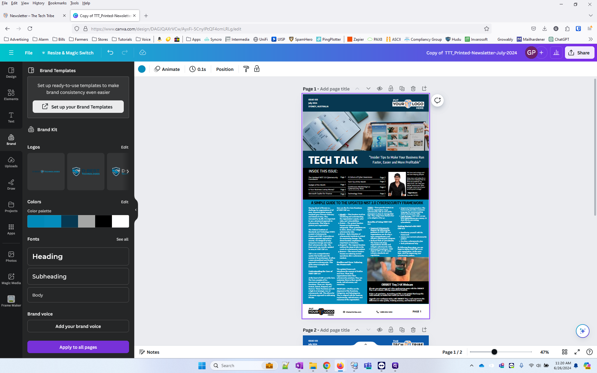 Step #6: When you find a good theme, click apply to all pages.