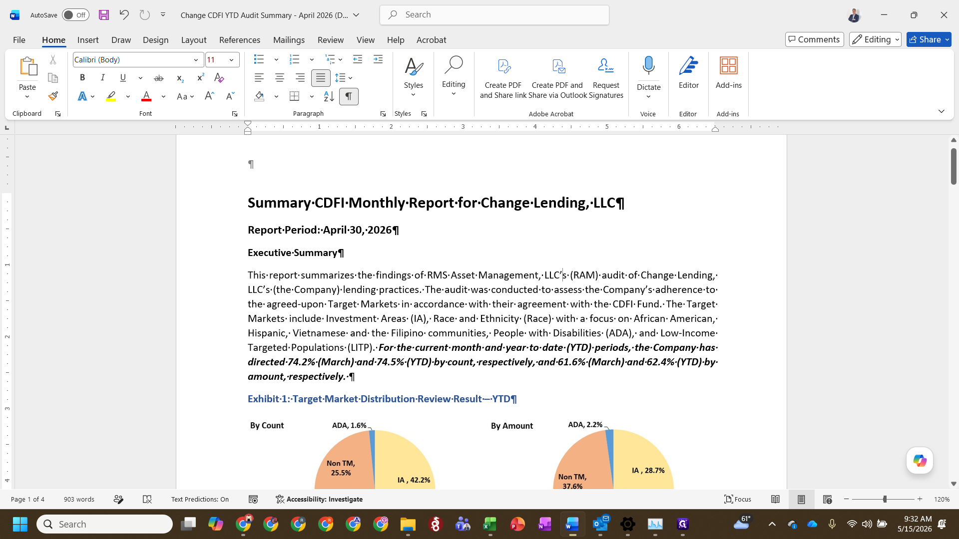 Step #1: Open the Word document for the monthly report (e.g., Summary CDFI Monthly Report).
