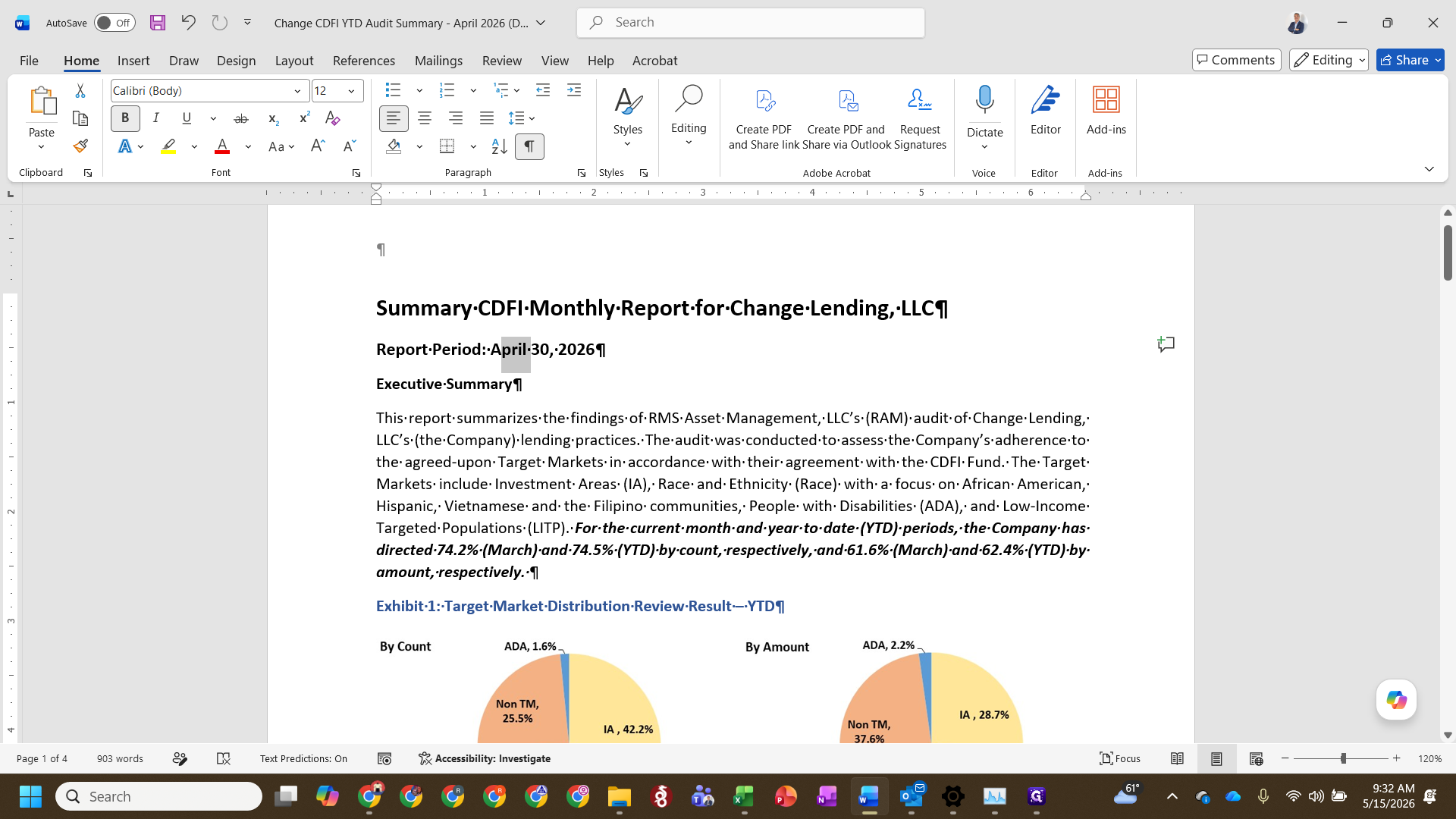 Step #2: Locate the report date at the top of the document and change it to the current period end date, such as April 30, 2026.