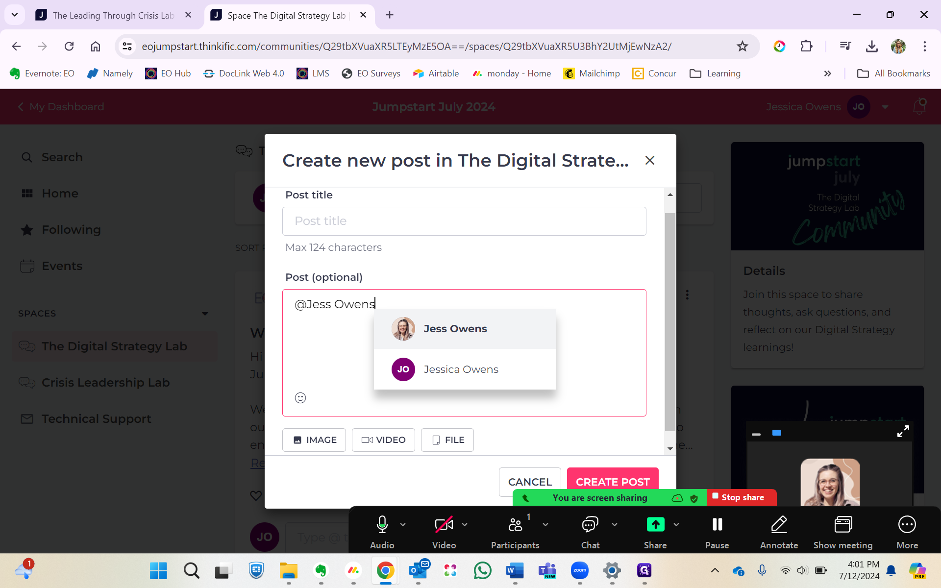 Step #12: Type "@" to tag another community member.