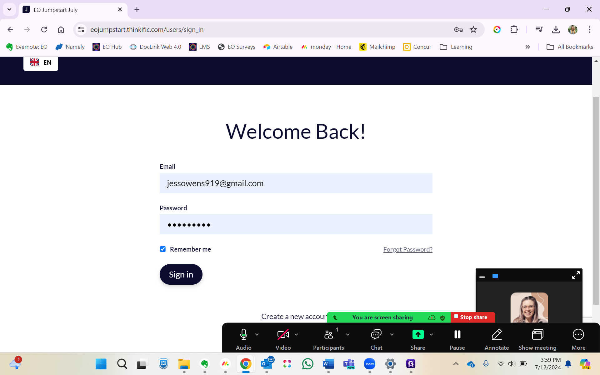 Step #3: Click on "Sign in"