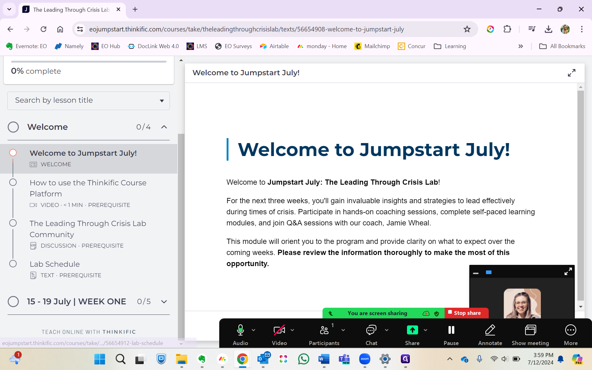 Step #5: Click on "WEEK ONE"