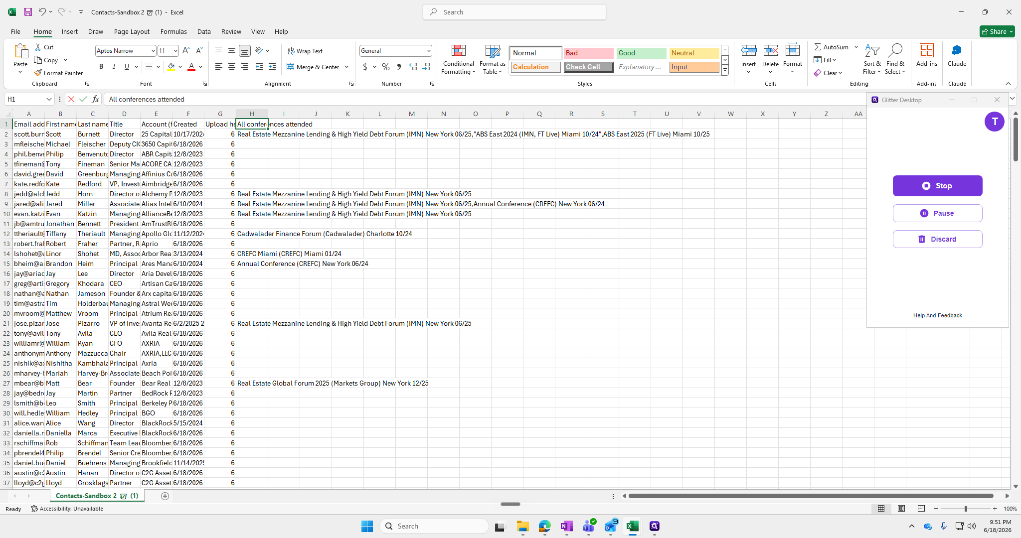 Step #12: Rename the "All Conferences Attended" column to Past Conferences.