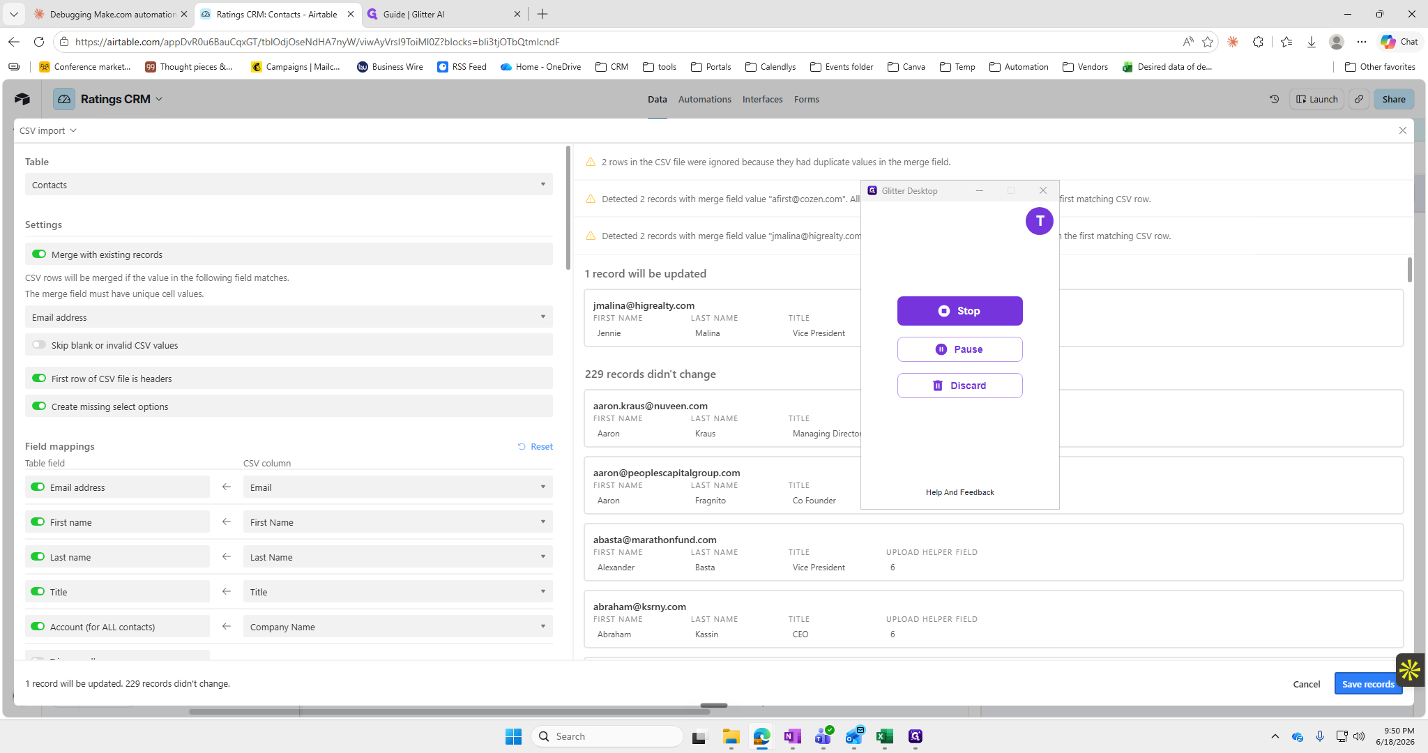 Step #8: Click Save records to execute the import.