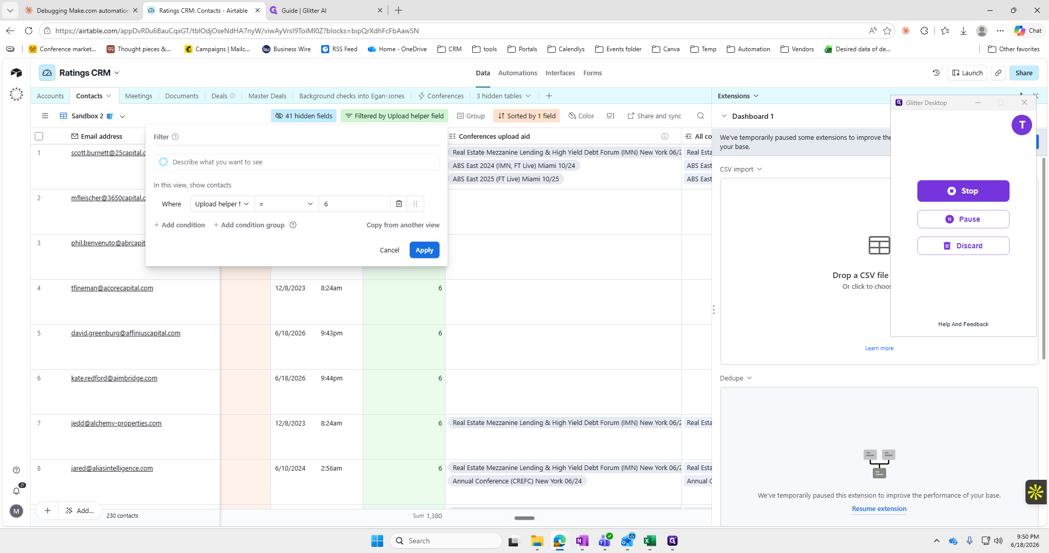 Step #9: Filter the Airtable view where Upload Helper equals 6 and click Apply.