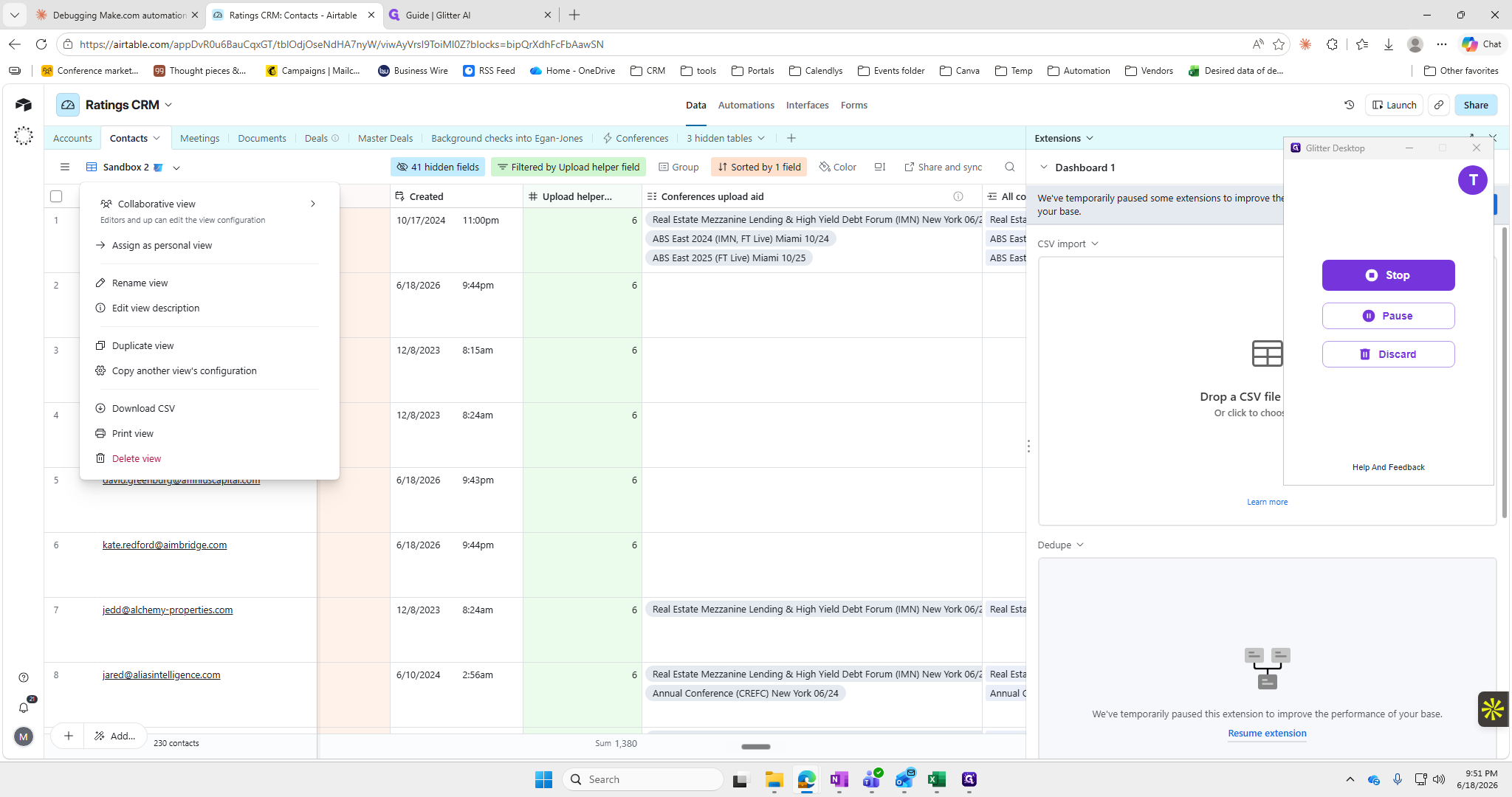 Step #10: Click the view menu drop-down and select Download CSV.