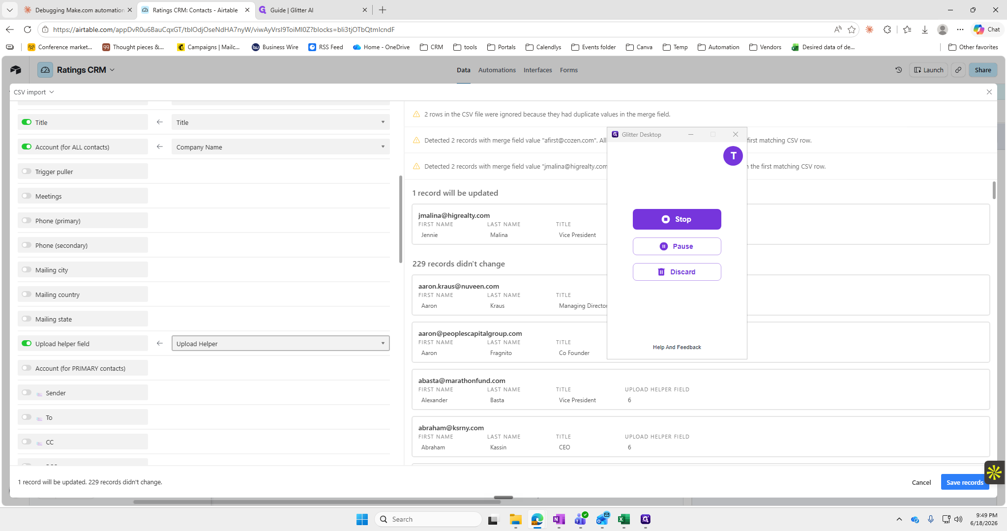Step #7: Map your new Upload Helper column to the corresponding field in Airtable.