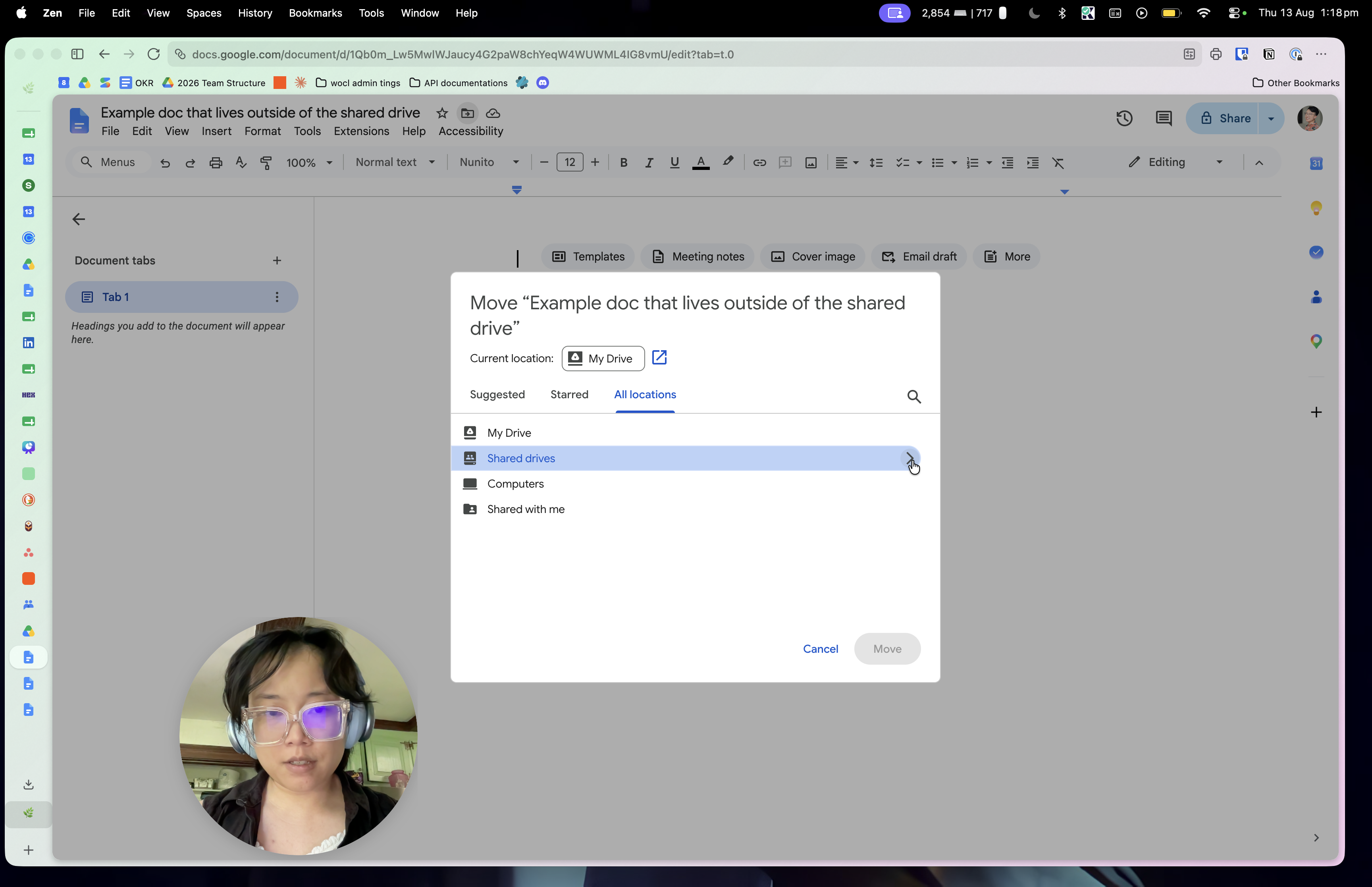 Step #14: Click the arrow next to your target shared drive to expand its contents.