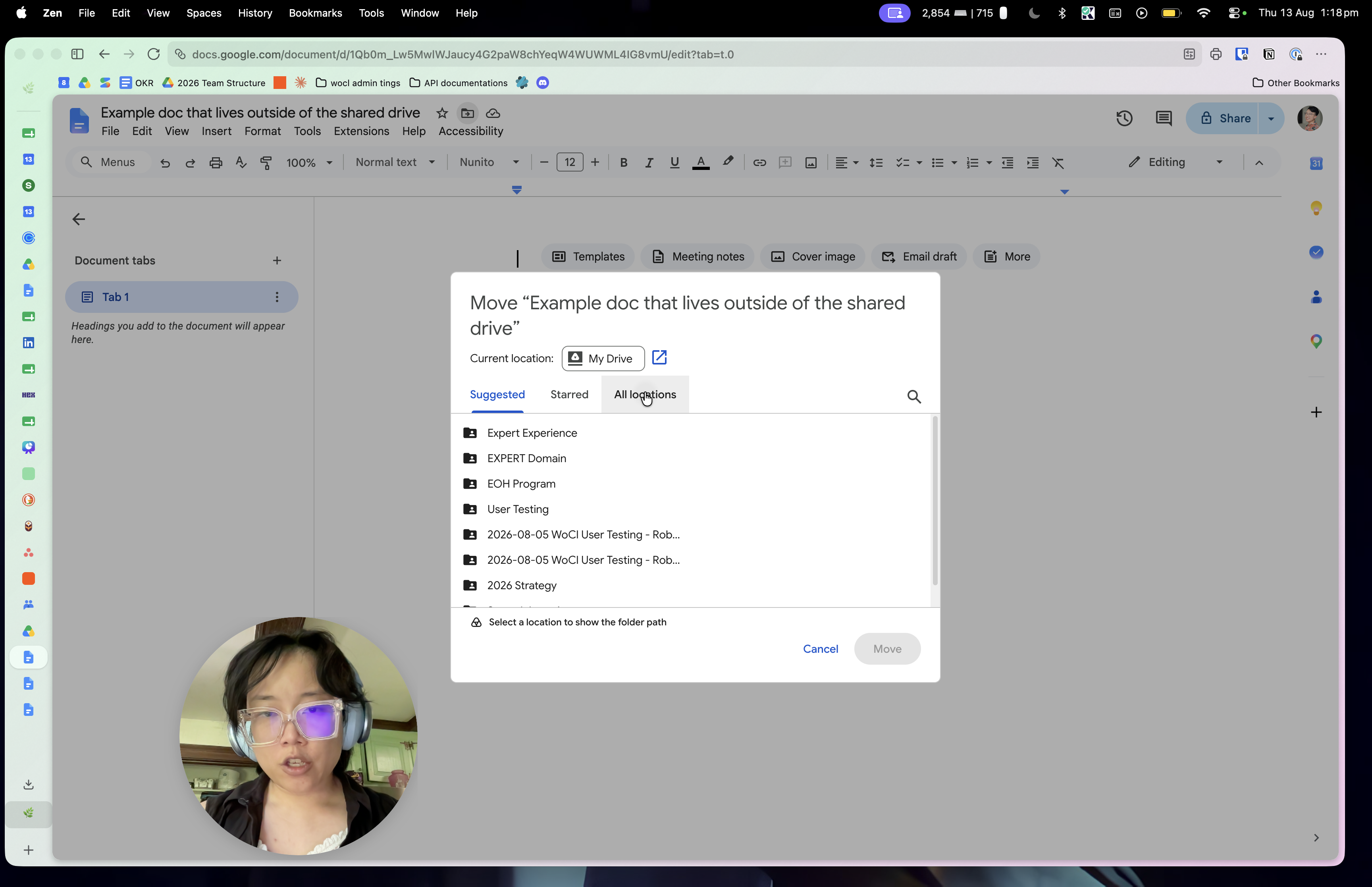 Step #12: Click the All locations tab in the Move dialog box.