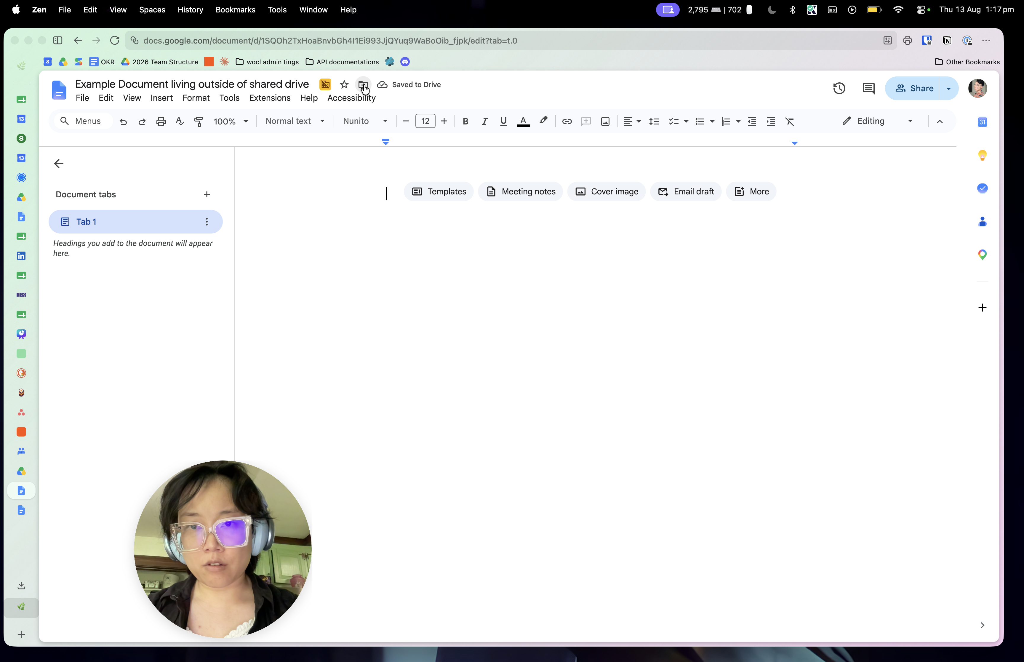 Step #11: From your open Google Doc, click the Move folder icon located next to the document title.