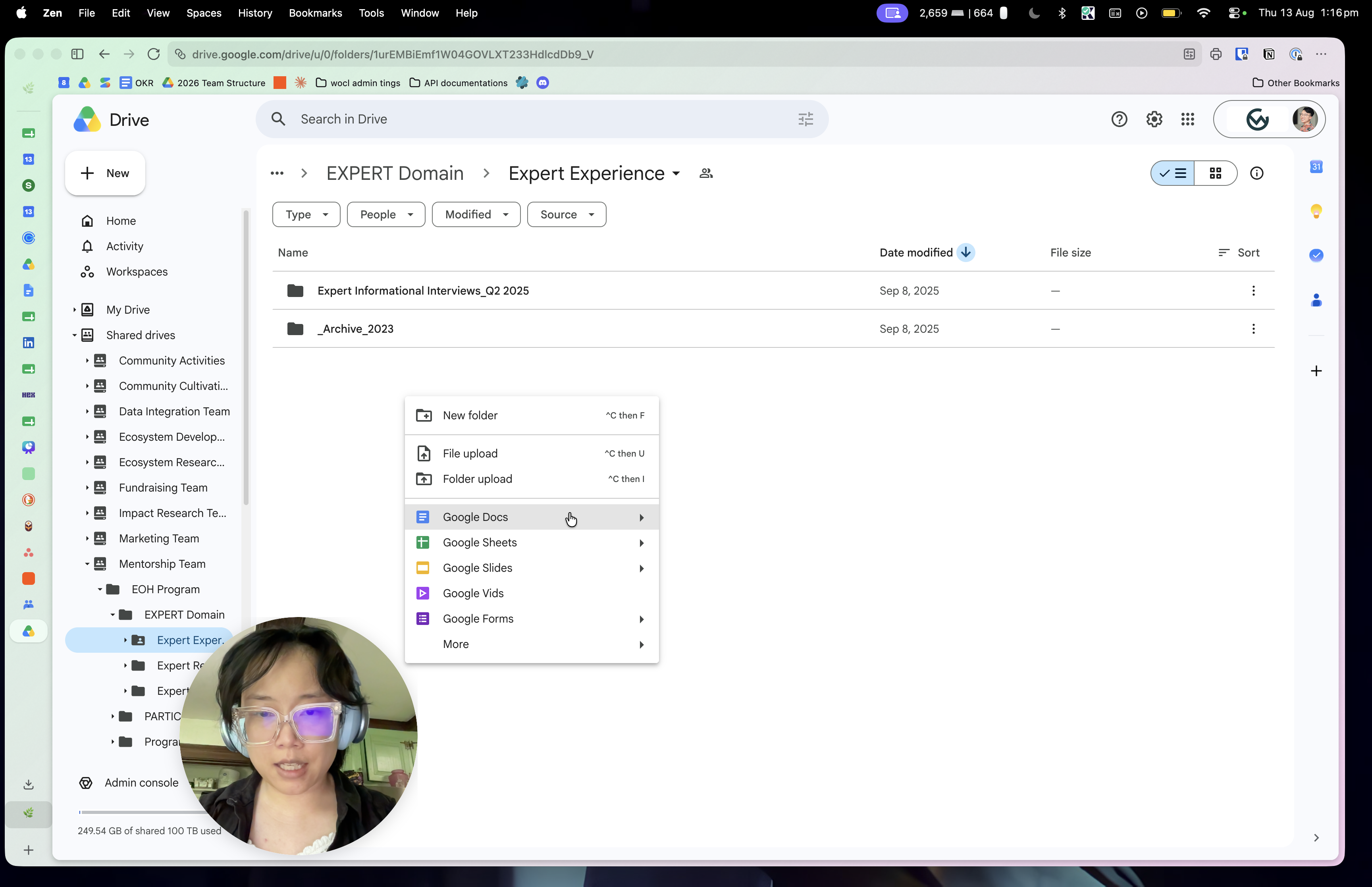 Step #5: Select Google Docs from the context menu to generate a new document.
