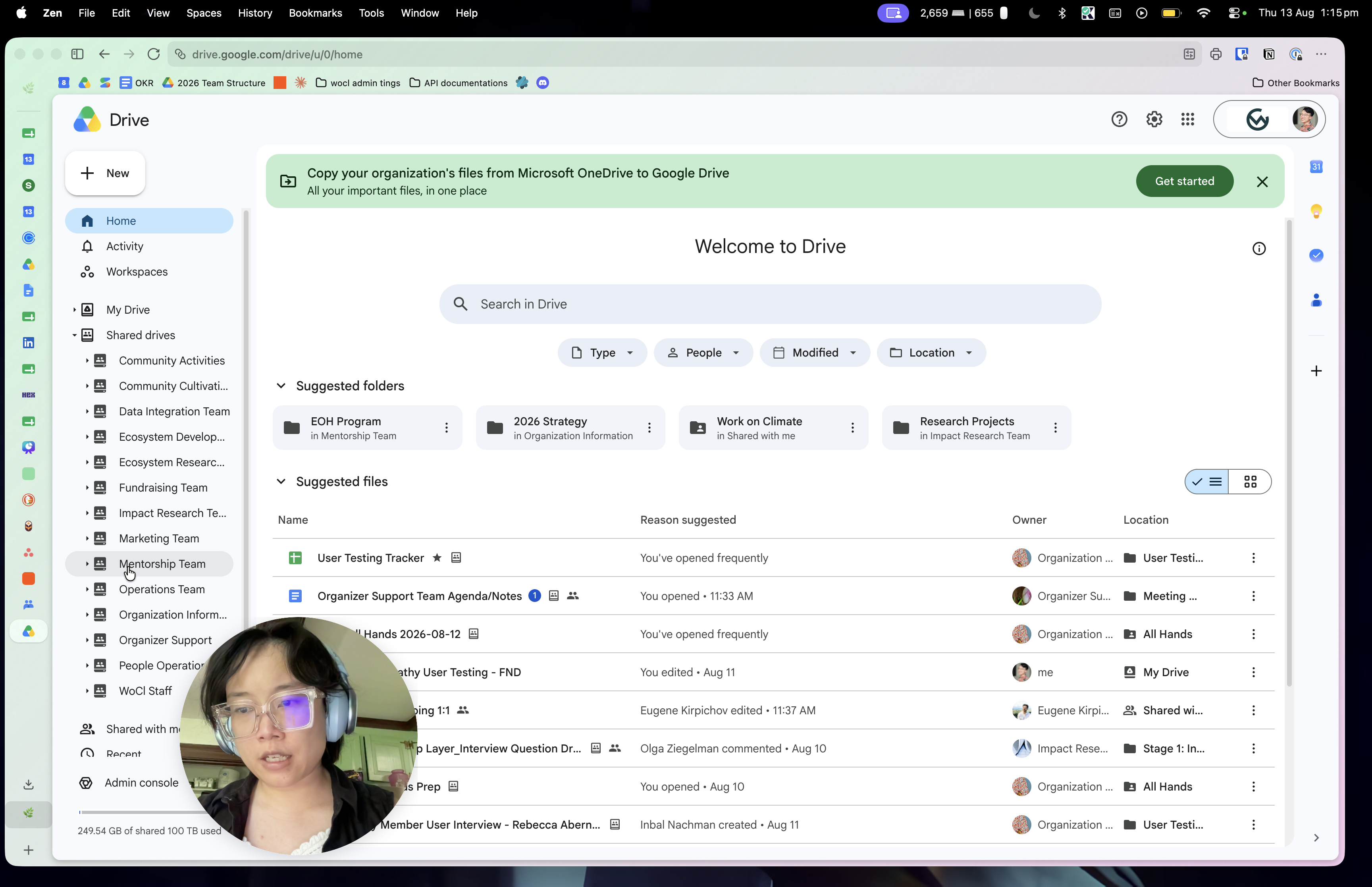 Step #2: Select the shared drive for your team or department.