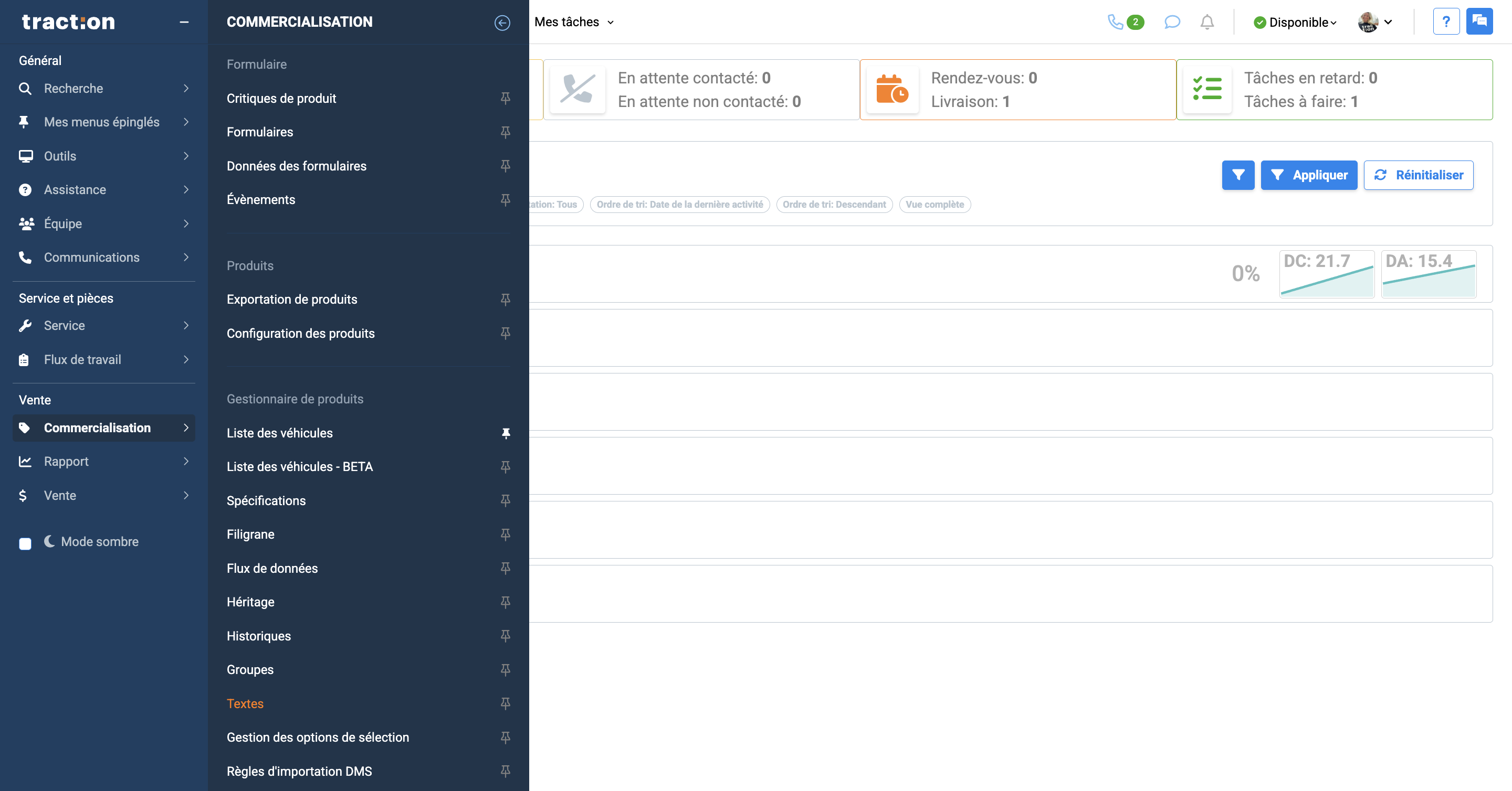 Step #2: Cliquez sur l'onglet Textes