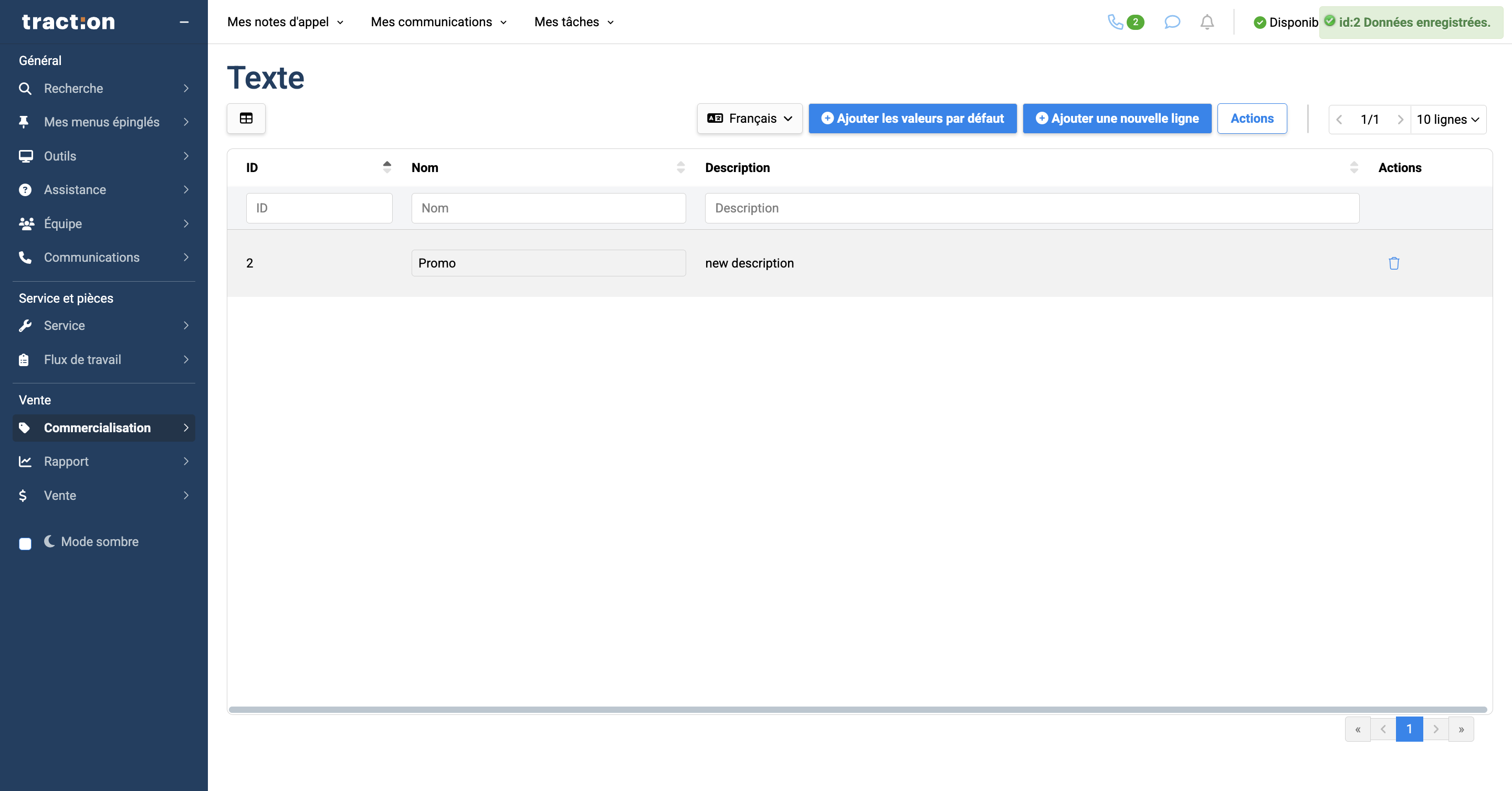 Step #5: Le texte descriptif sera ajouter dans la colonne description
