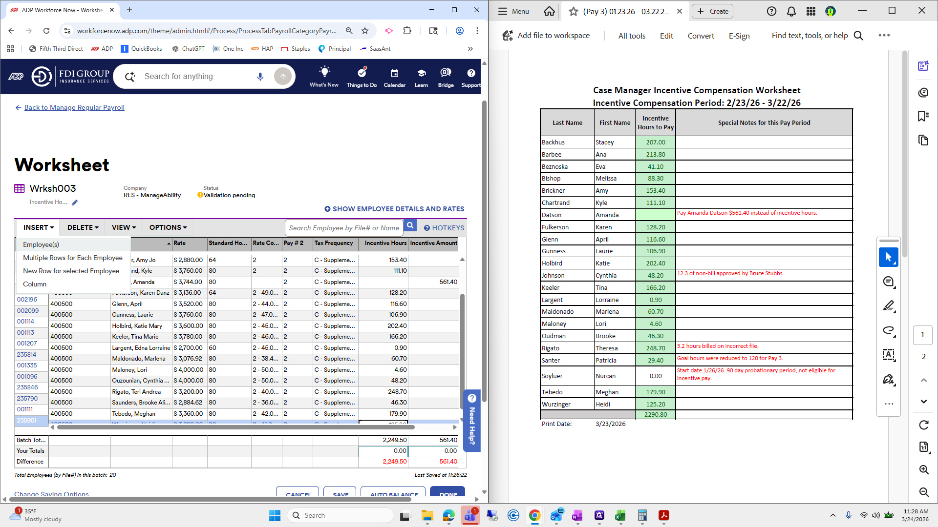 Step #285: Click on "Employee ("