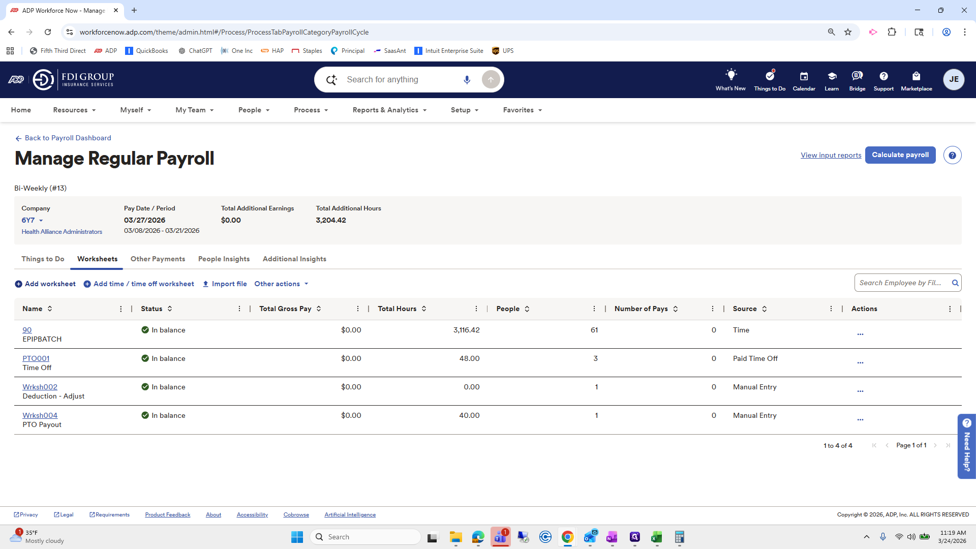 Step #61: Click on "+ Add worksheet + Add time / time off worksheet ± Import file"