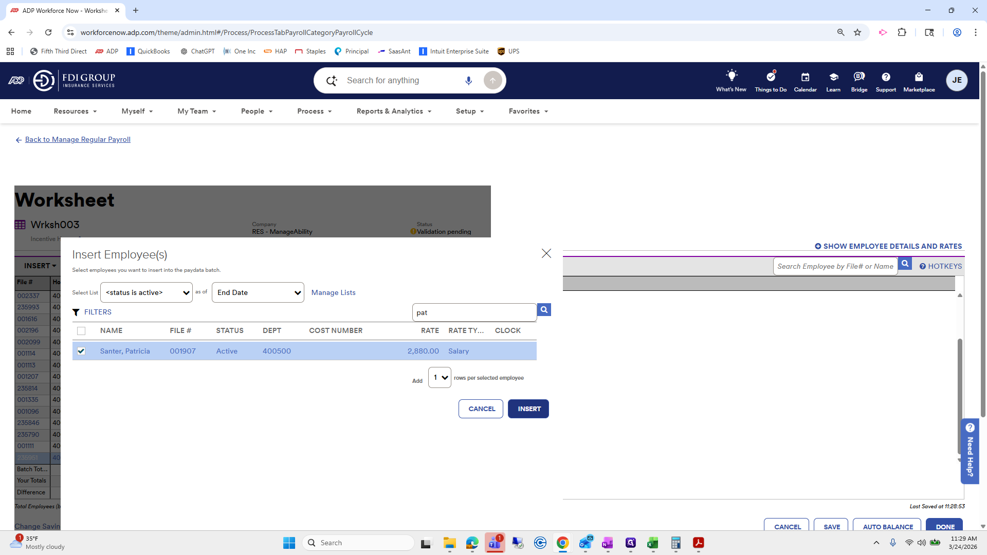 Step #291: Click on "INSERT"