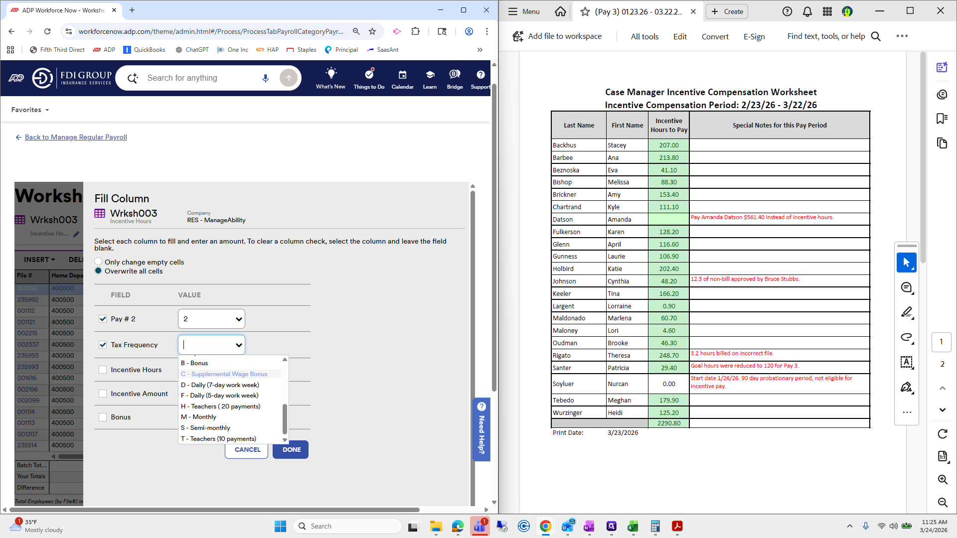 Step #193: Click on "C - Supplemental Wage Bonus"