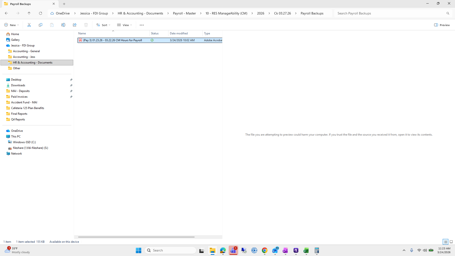 Step #165: Double-click on "01.23.26 - 03.22.26 CM Hours for Payroll"