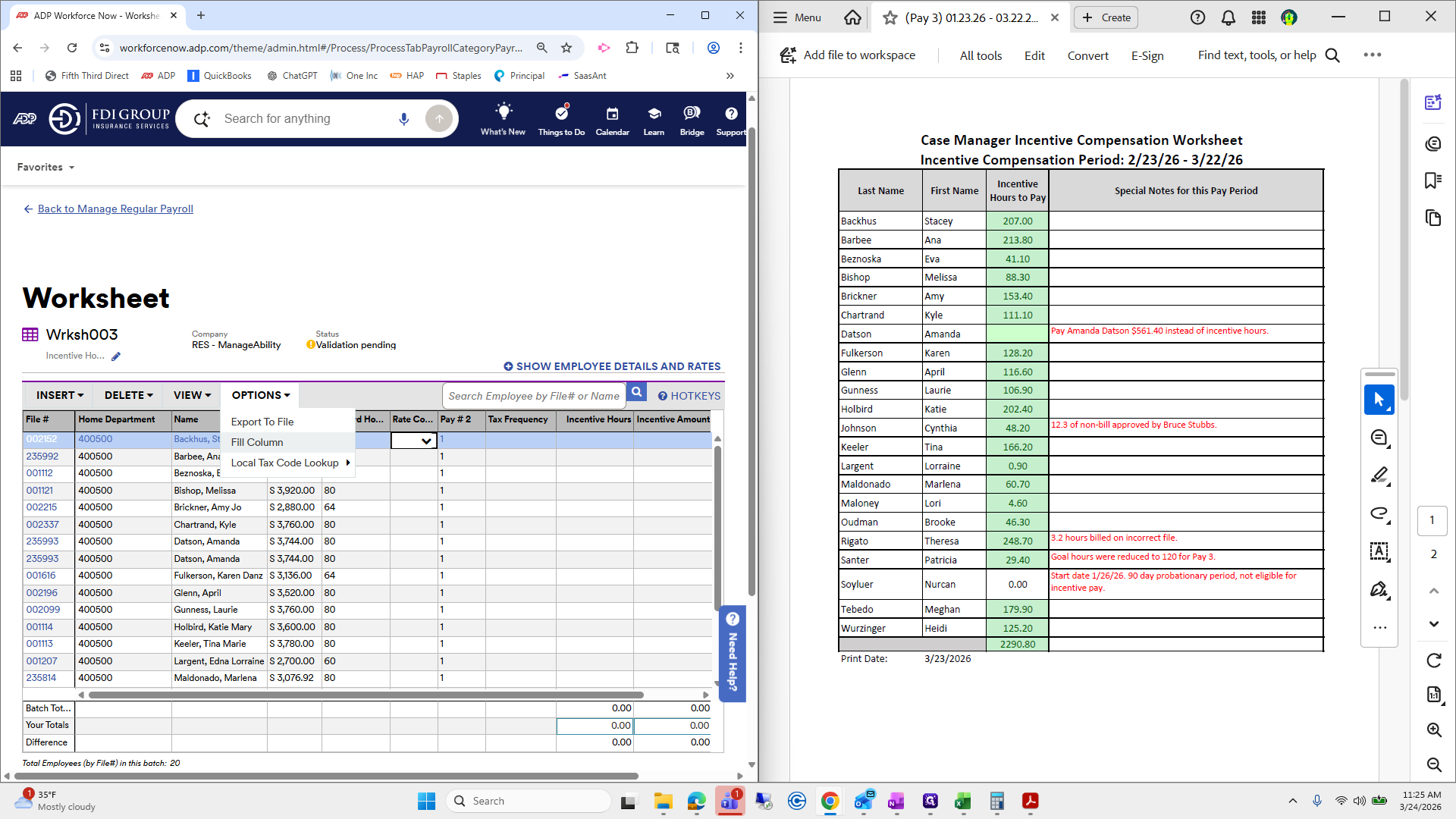 Step #186: Click on "Fill Column"