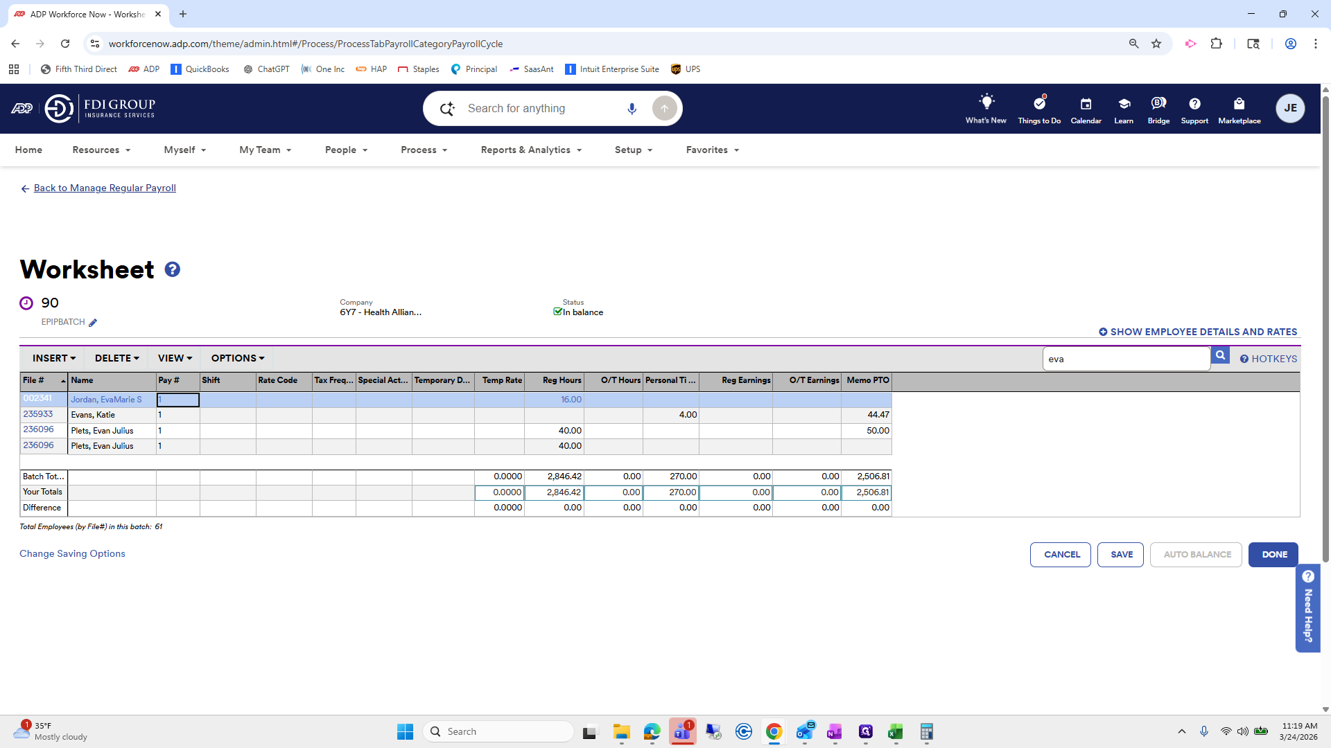 Step #60: Click on "← Back to Manage Regular Payroll"
