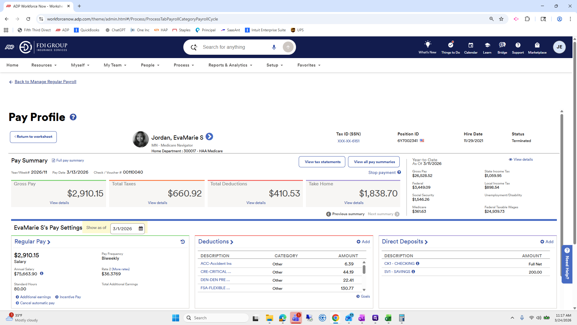 Step #35: Click on "← Back to Manage Regular Payroll"