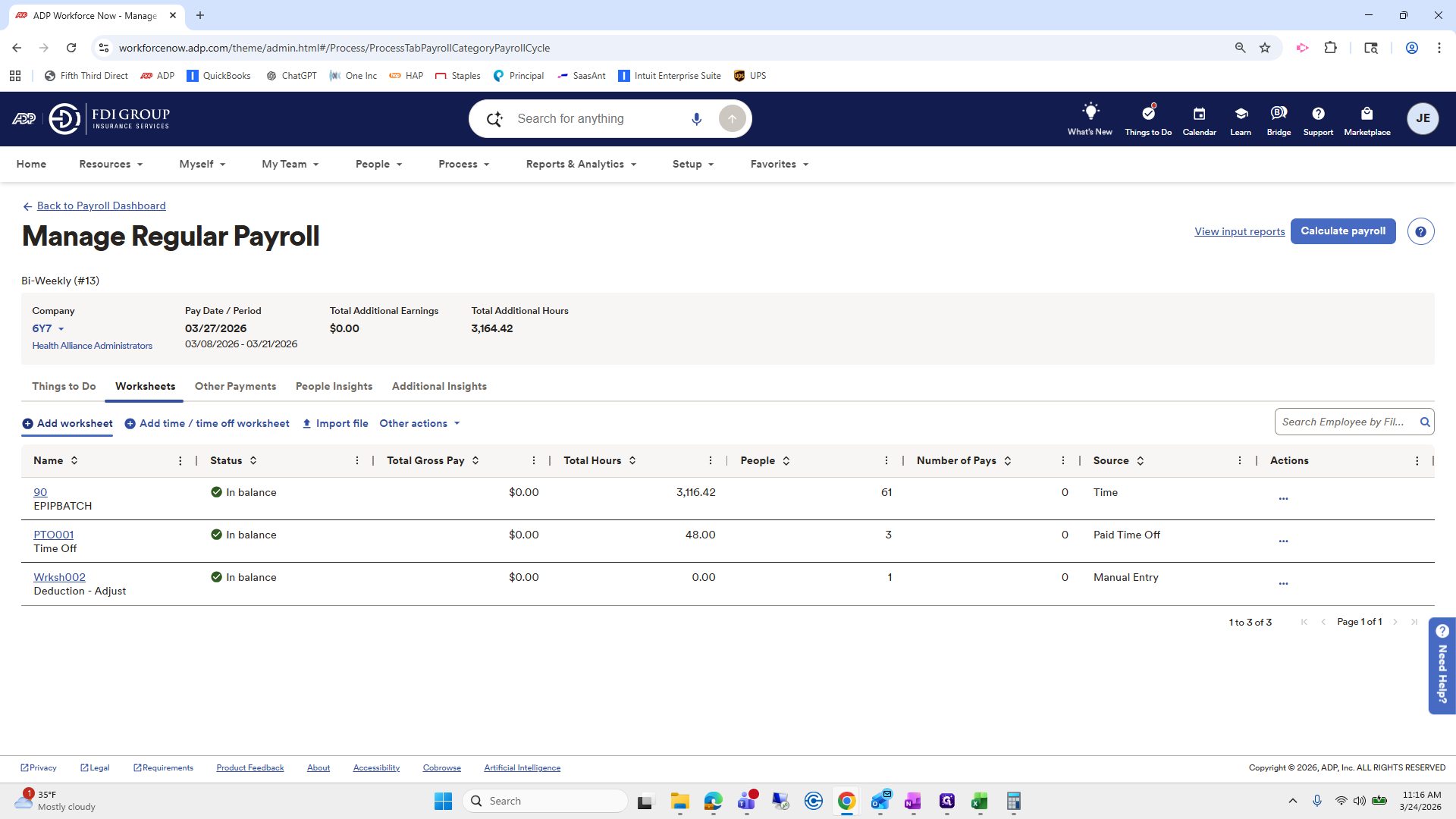 Step #6: Click on "Add worksheet + Add time / time off worksheet"
