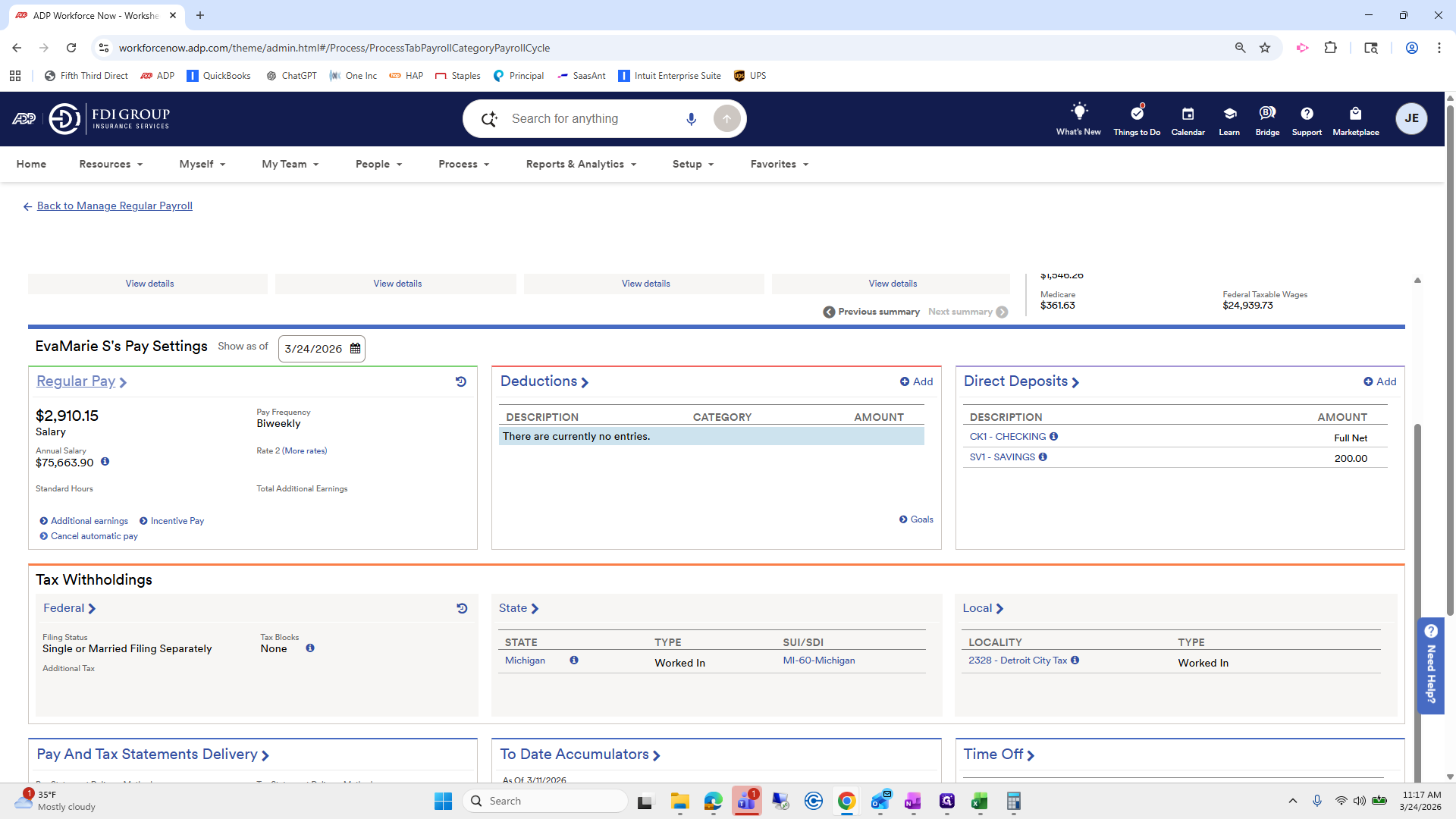 Step #25: Click on "Regular Pay >"