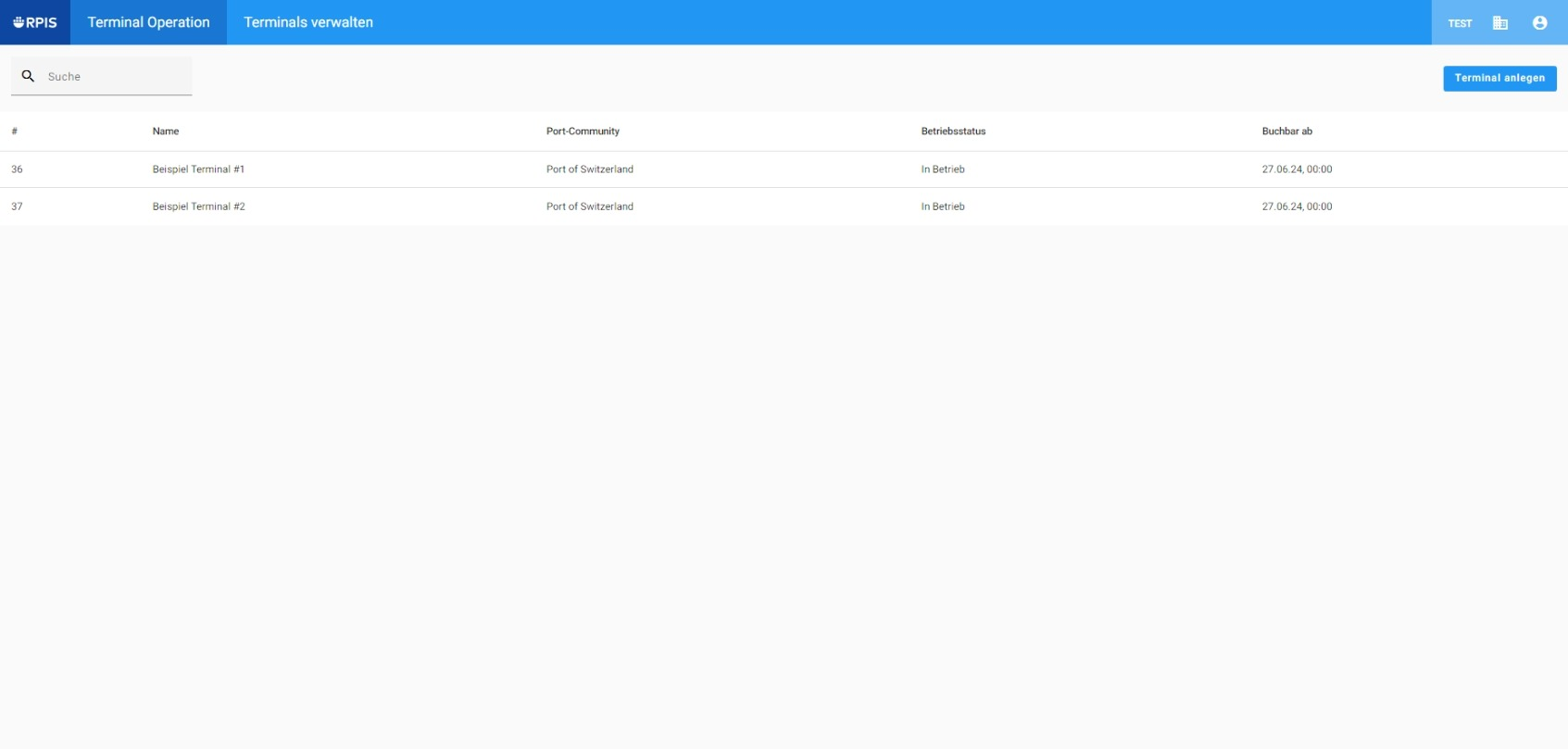 Step #14: Das neue angelegte Terminal in der Liste aller Terminals