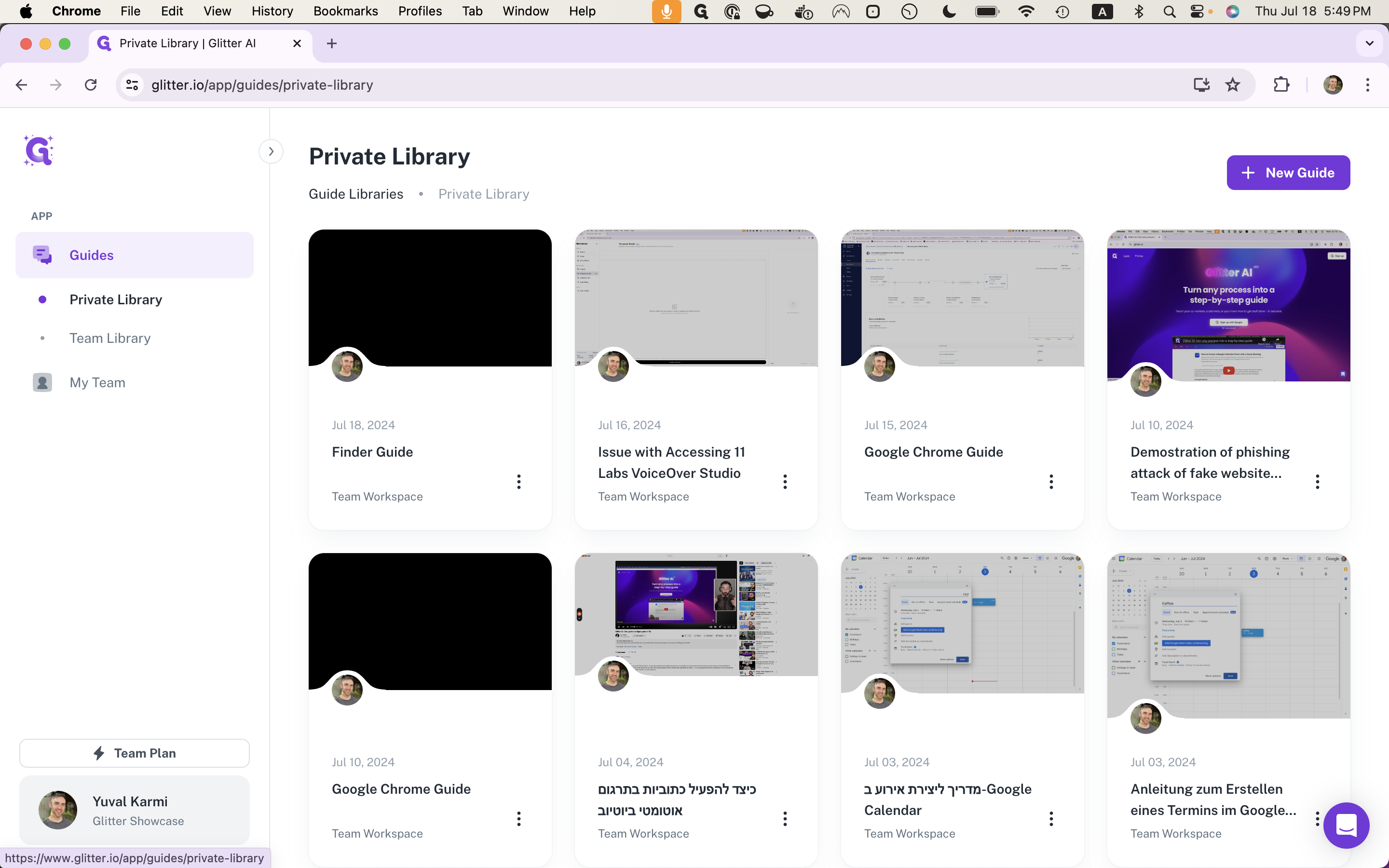 Step #5: Go to the Glitter library where your guide is located (your private library or team library)
