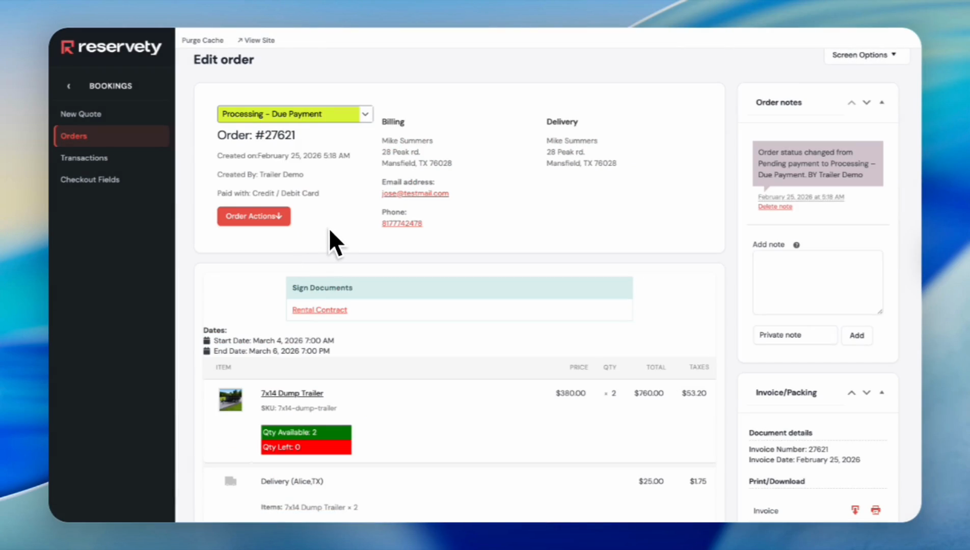 Step #5: Click the Order Actions button.