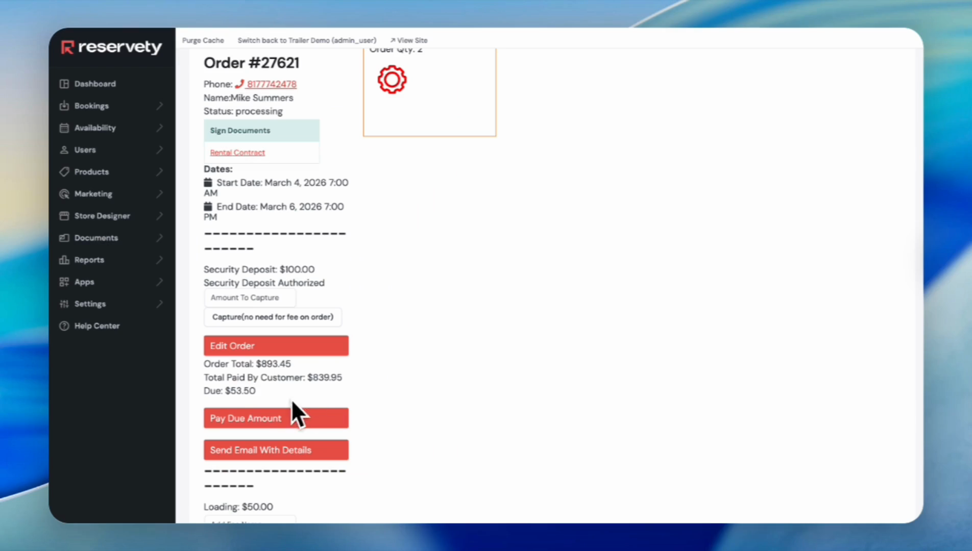 Step #12: As you can see, the due amount is now $53.50.