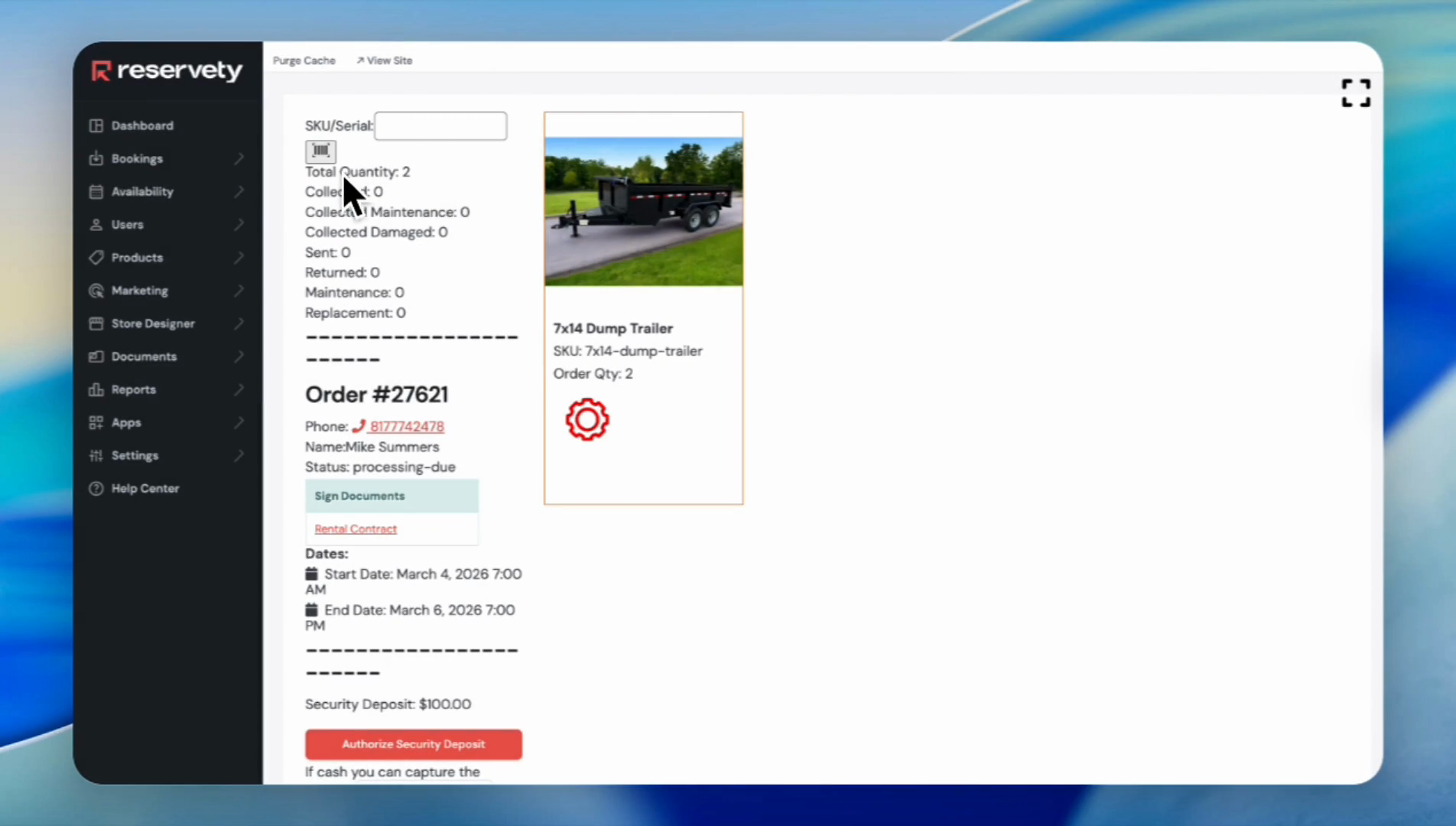 Step #7: Enter the serial number or scan the barcode to prepare the items for the order. If the items have no serials or barcodes, you can skip this step.