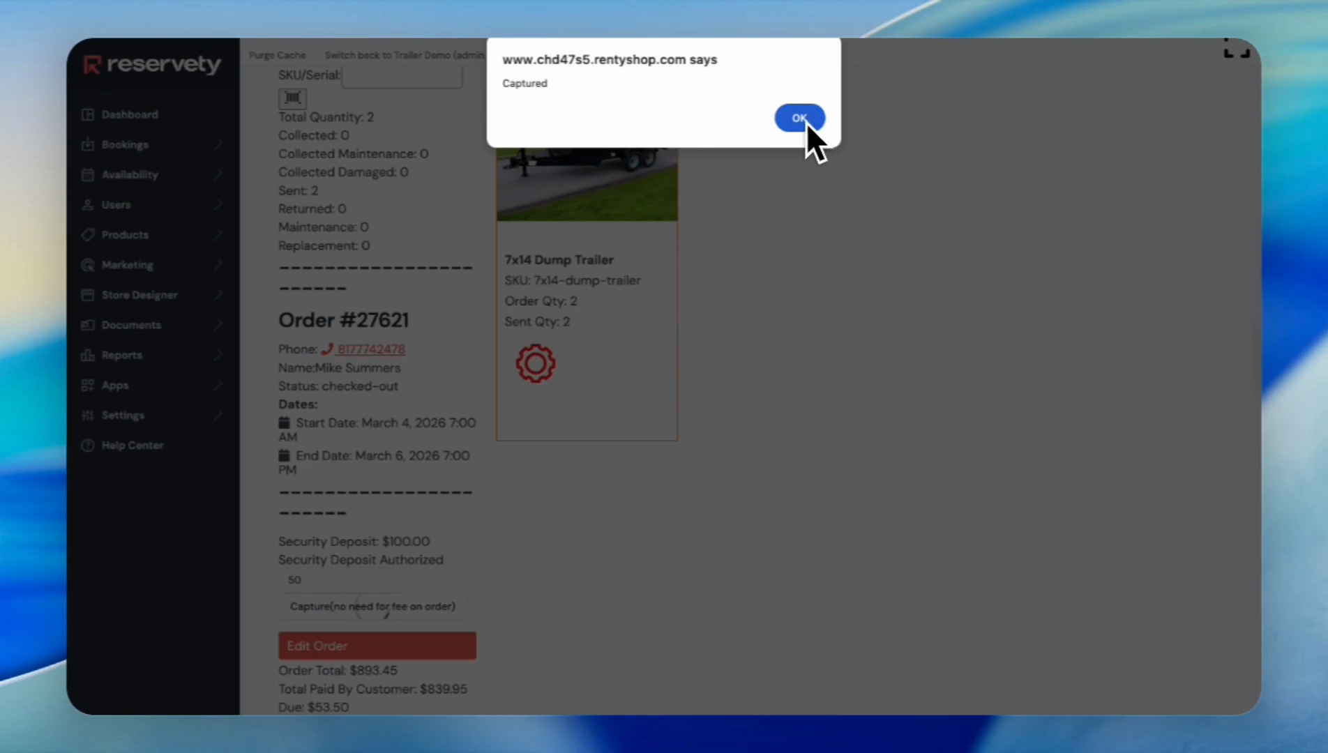 Step #28: Click 'OK' on the 'Captured' confirmation pop-up.
