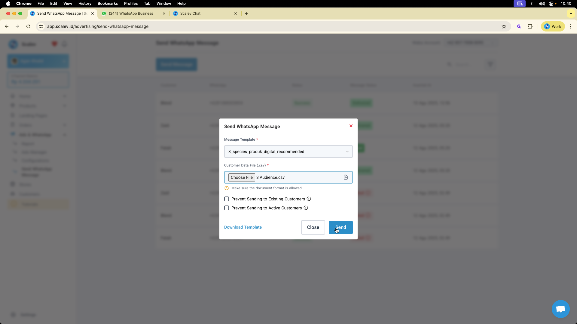 Step #9: Begitu Anda klik tombol "Send", broadcast langsung terkirim!