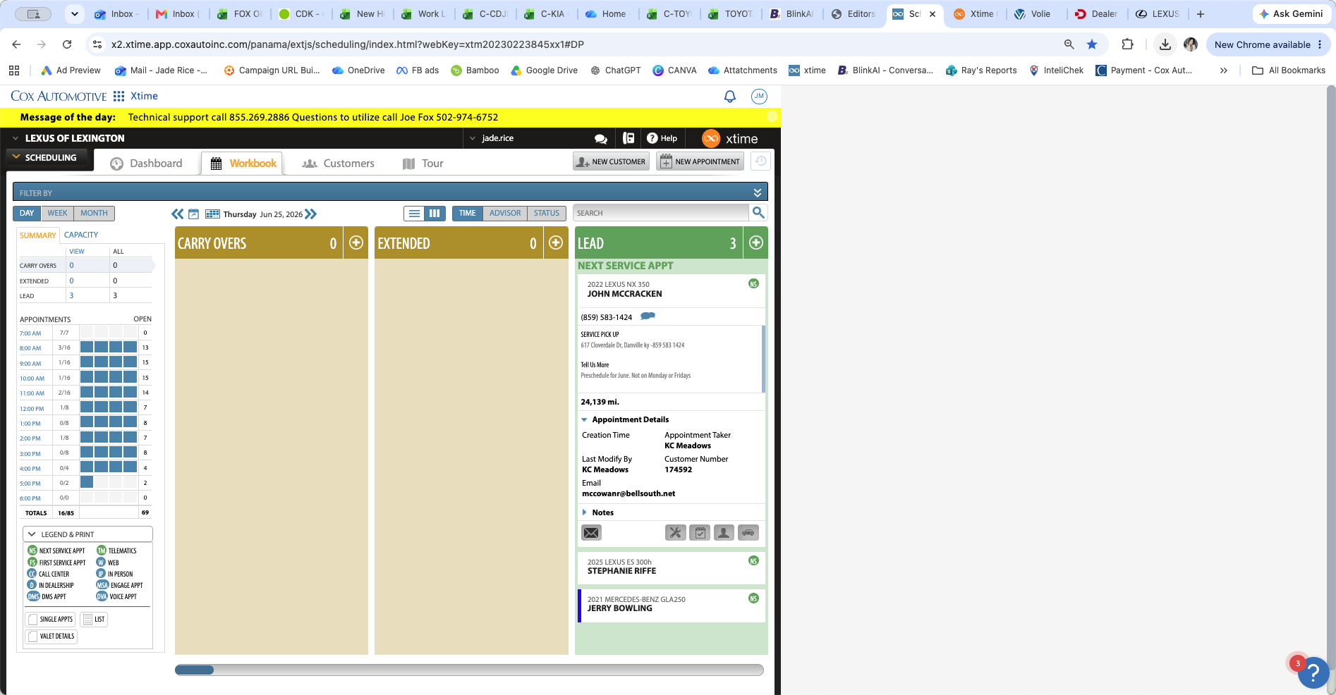 Step #3: Locate an appointment in the Lead column and click Appointment Details to view the customer information and see which team member created it.