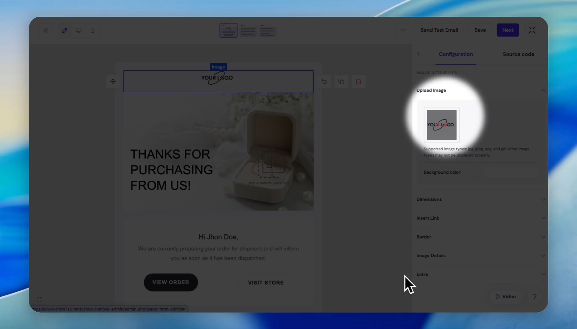 Step #25: Click Upload in the side panel.