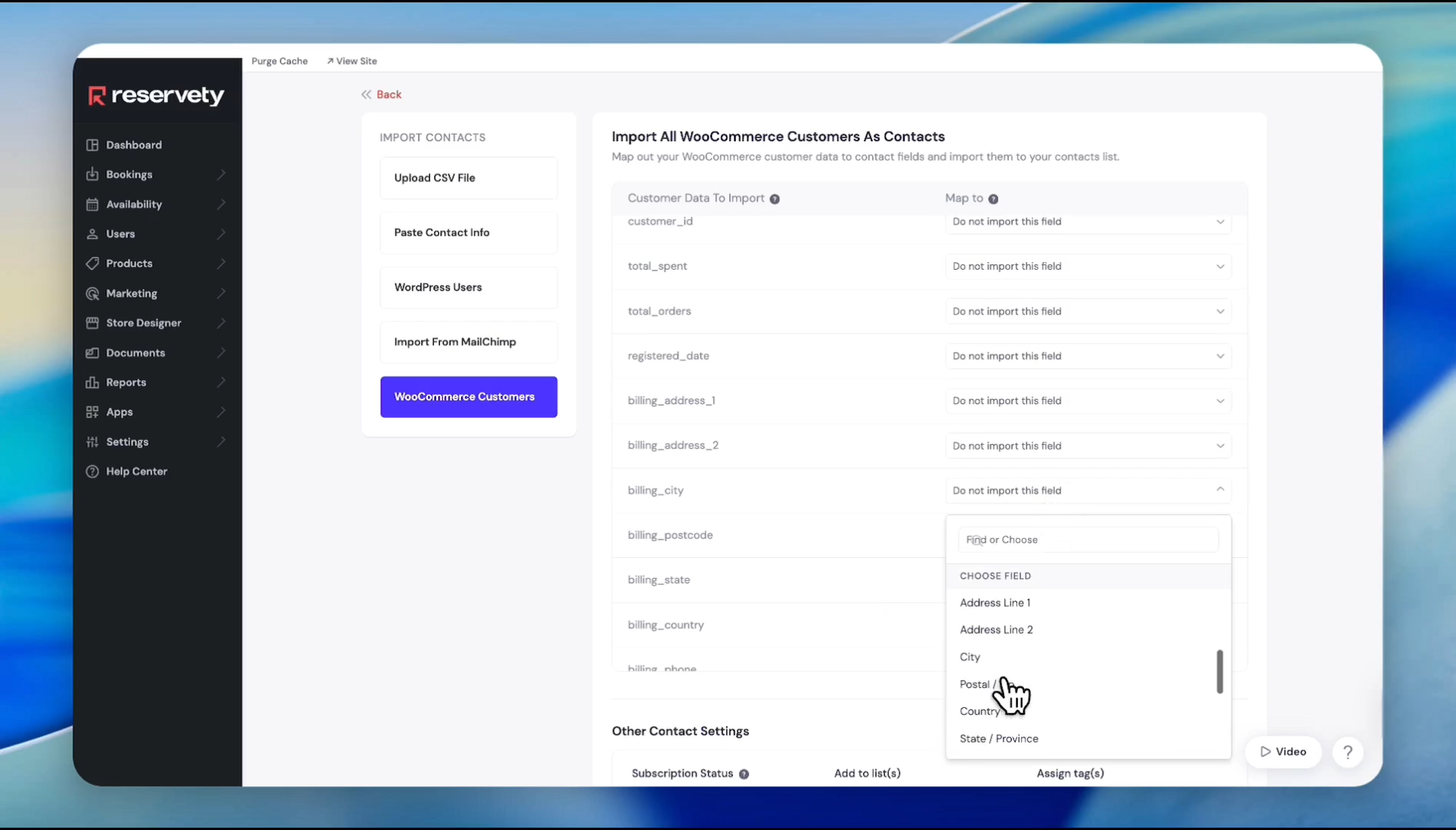 Step #9: Click the drop-down menu for billing_city.
