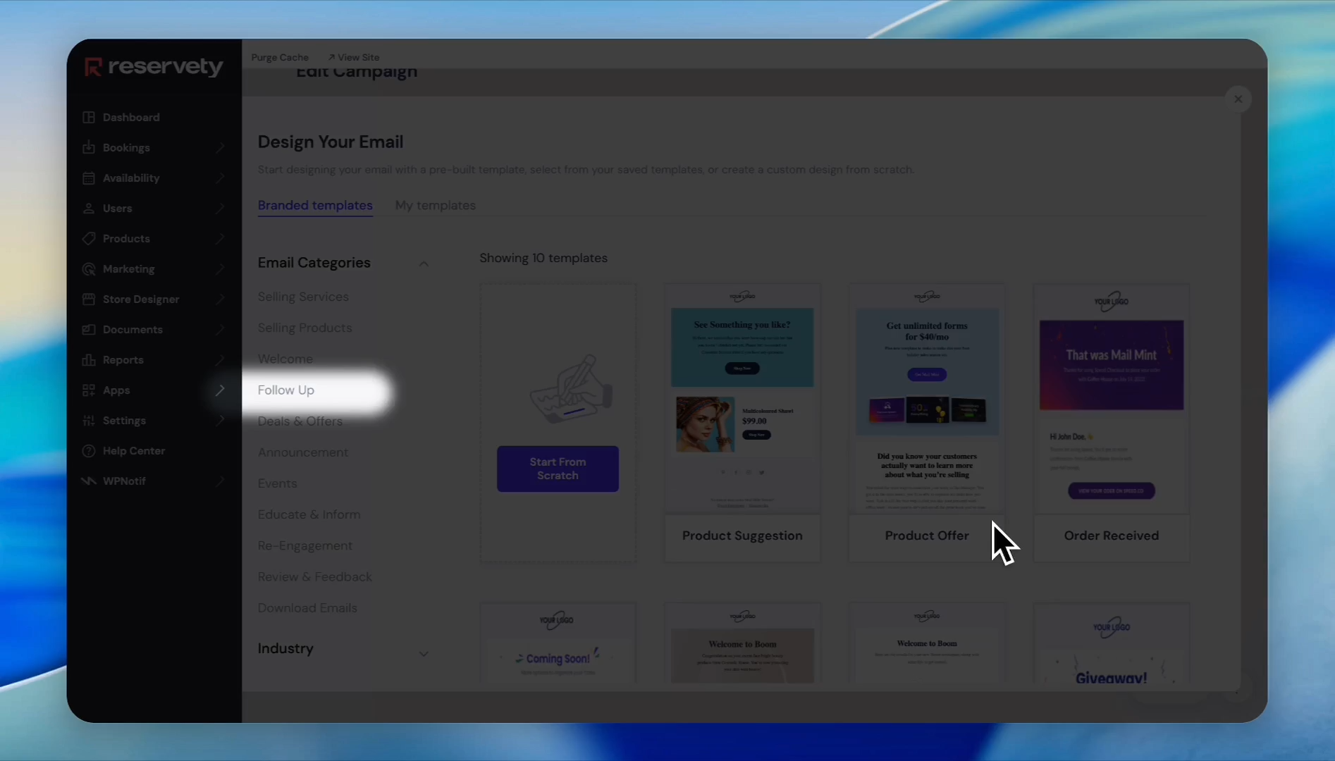 Step #21: Select the Follow Up category from the sidebar menu.