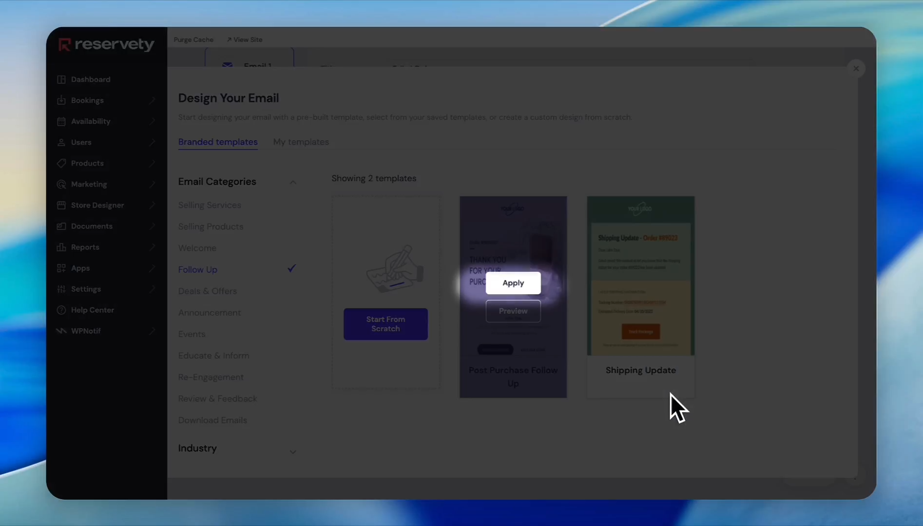 Step #23: Click Apply on your chosen template.