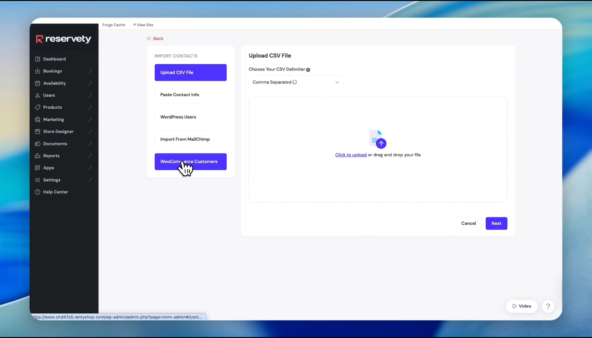 Step #4: Select the Import From WooCommerce Customers option.