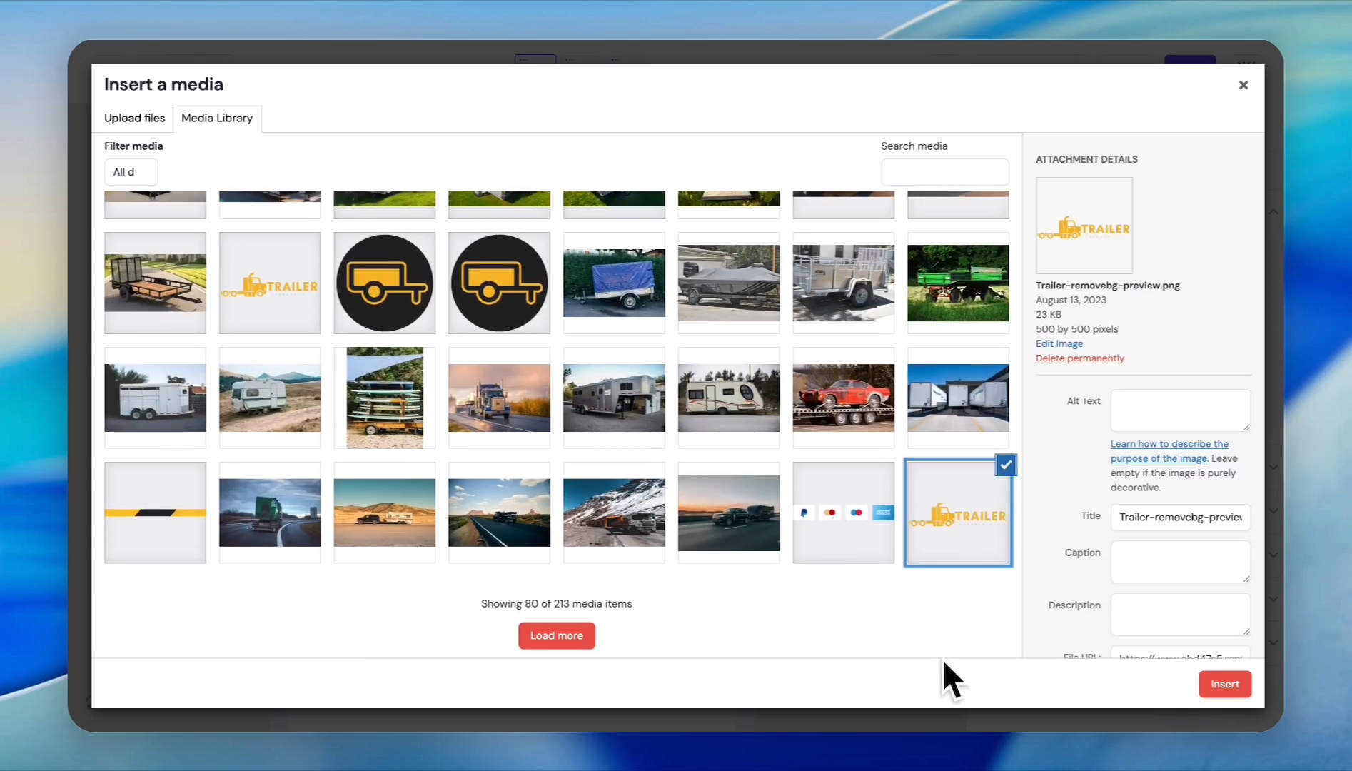 Step #26: Select your company logo from the media library.