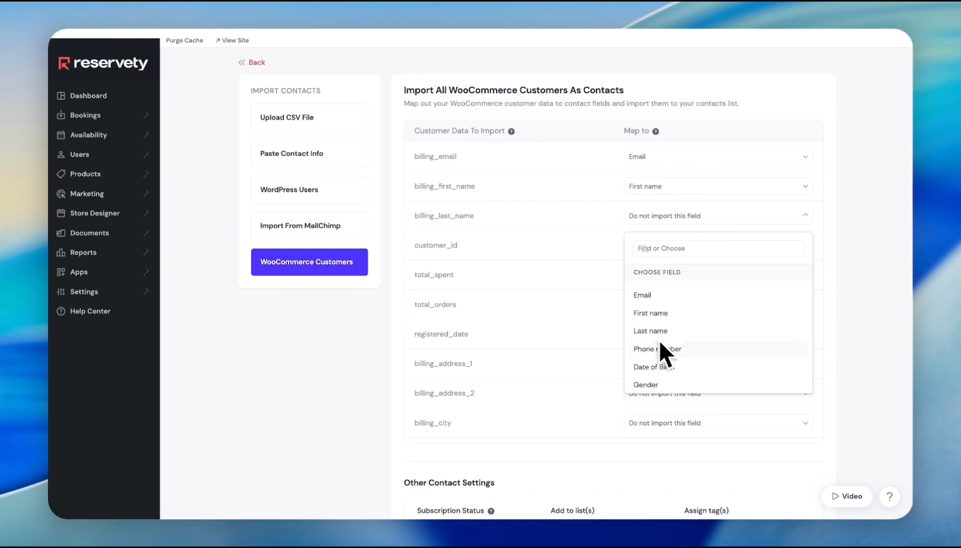 Step #7: Click the drop-down menu for billing_first_name.