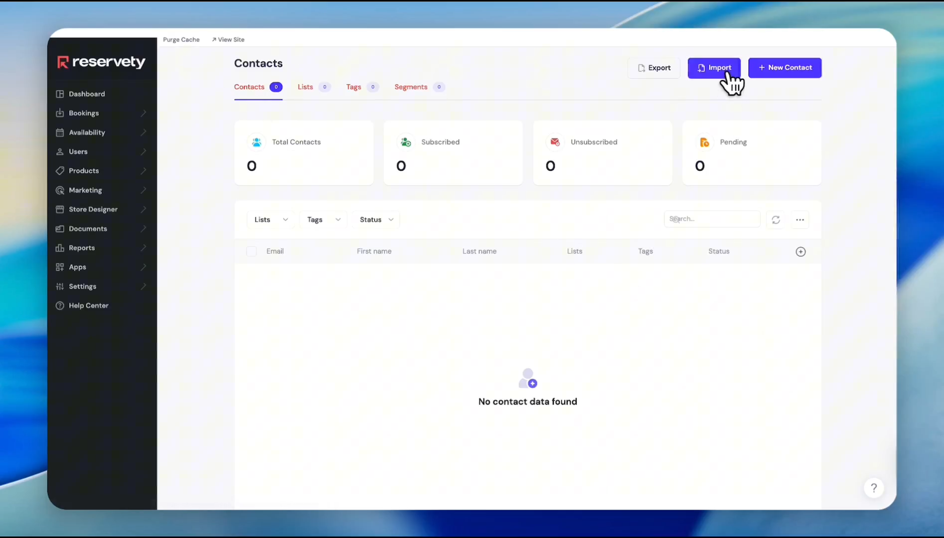 Step #3: Click the Import button to start adding contacts.