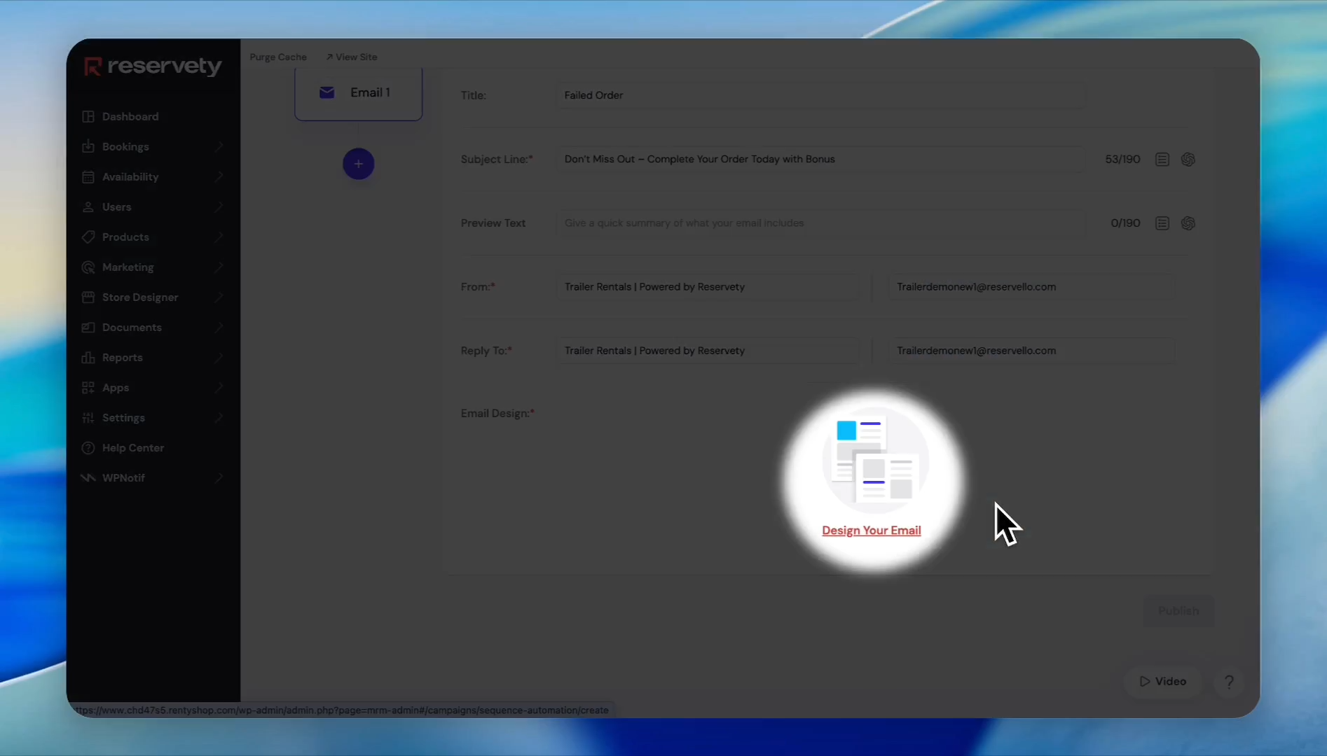 Step #20: Click Design Your Email to open the builder.