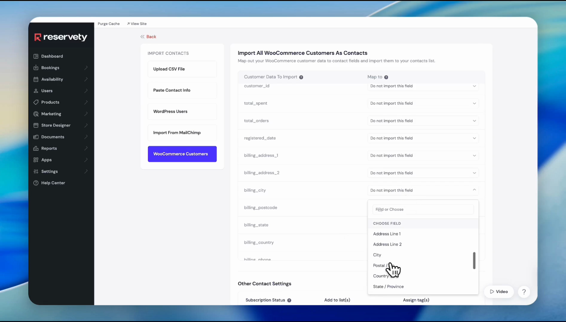 Step #10: Click the drop-down menu for billing_postcode.