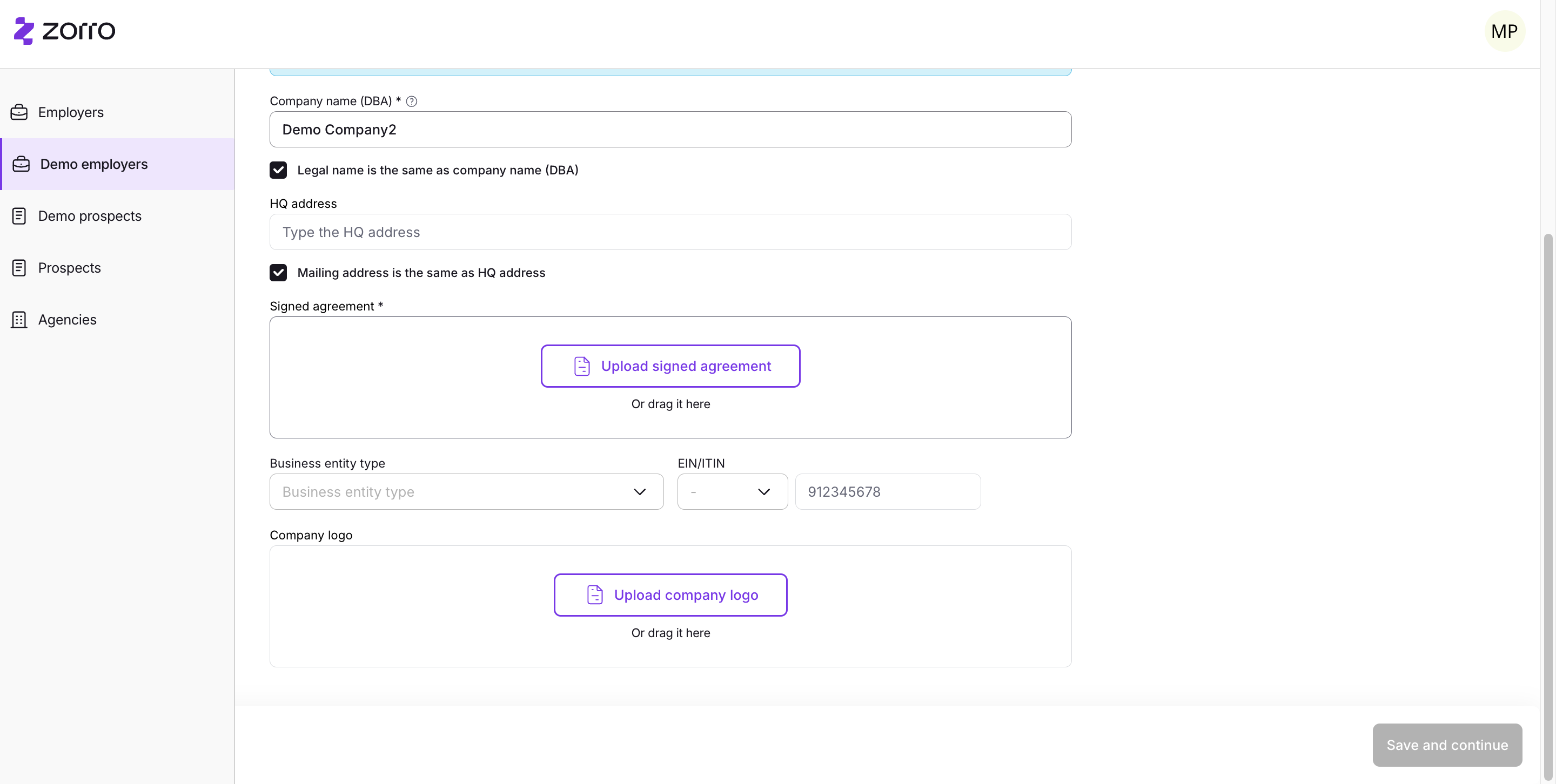 Step #5: Click on "Type the HQ address"